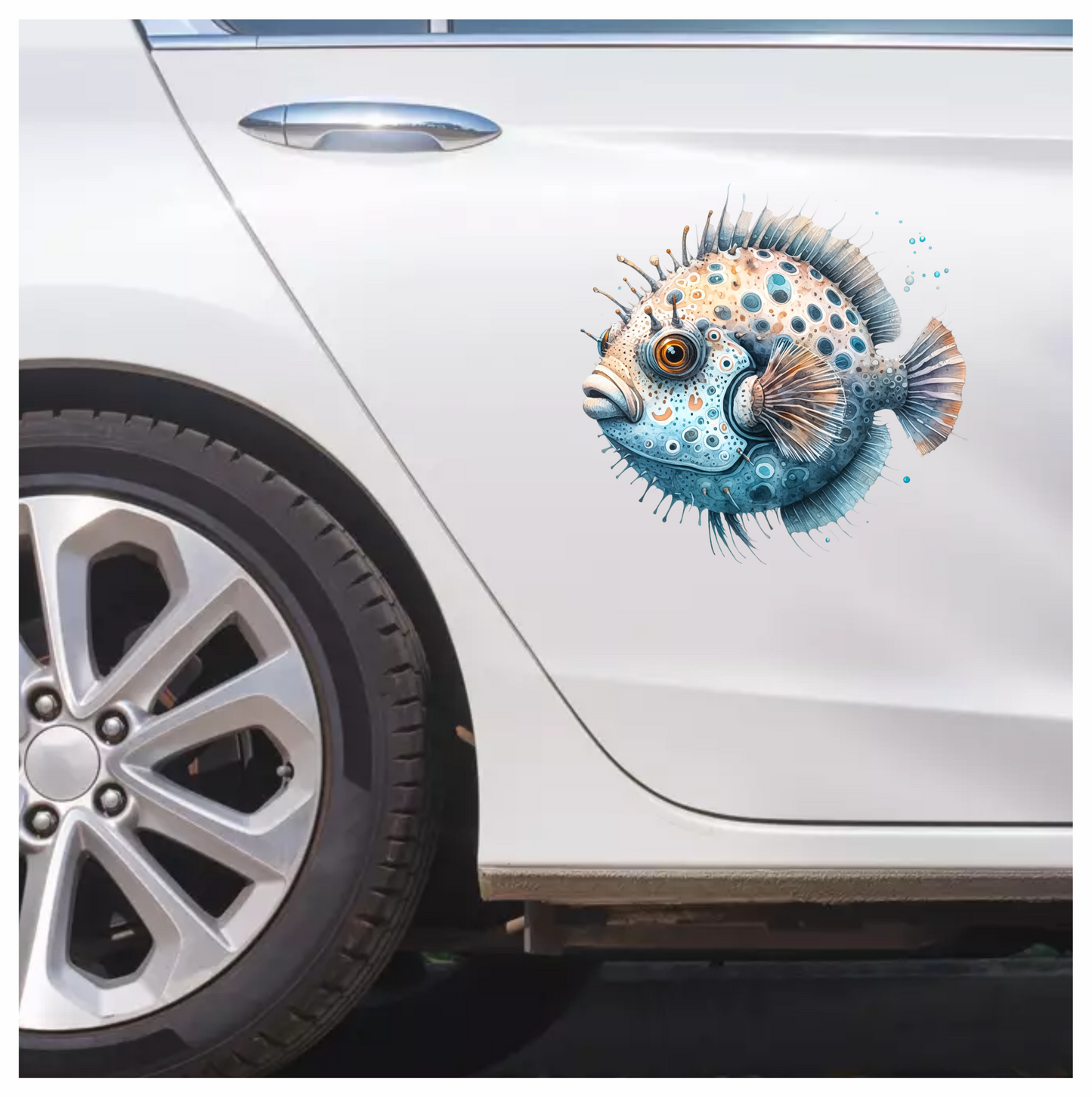 Blue Spotted Fish Round Sea Vinyl Sticker Decal