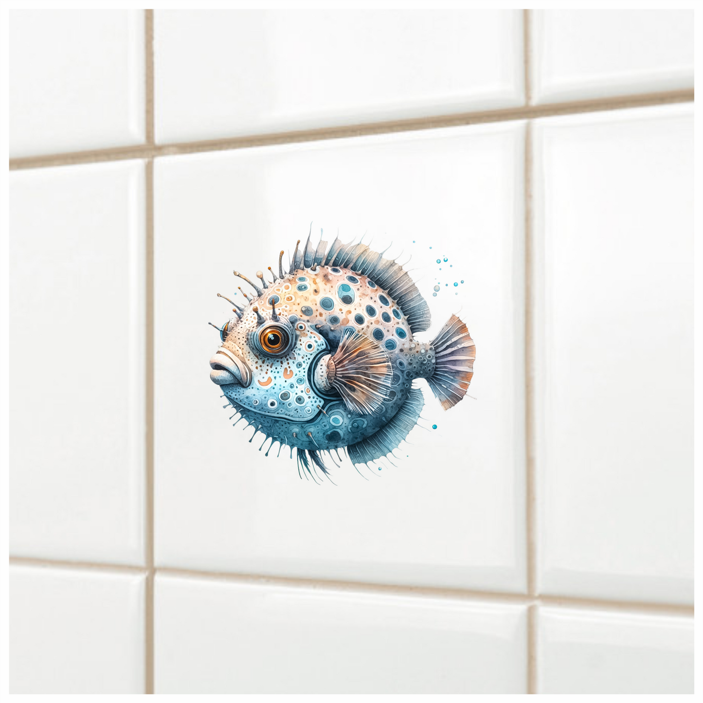 Blue Spotted Fish Round Sea Vinyl Sticker Decal