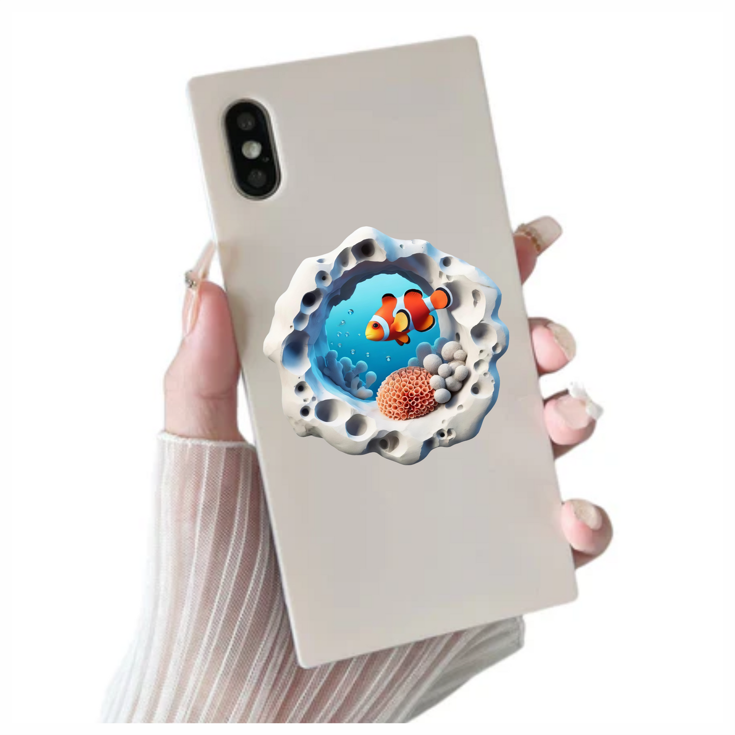 Orange Clownfish Coral Reef Ocean Vinyl Sticker Decal