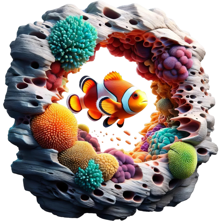 Orange Clownfish Coral Reef Hole Vinyl Sticker Decal