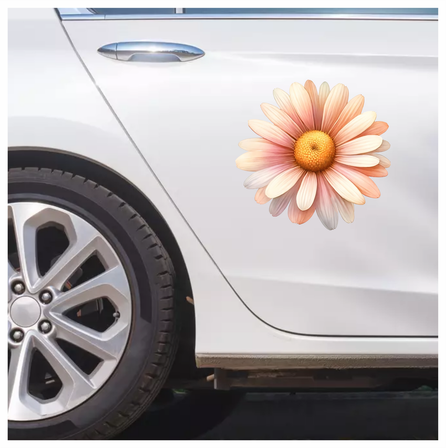 Pink White Yellow Daisy Flower Vinyl Sticker Decal