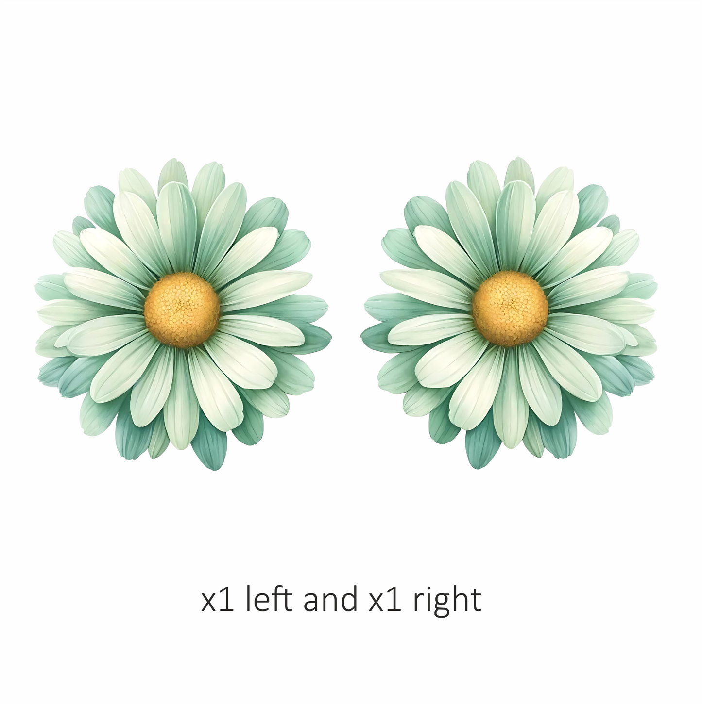 Green White Daisy Flower Blossom Vinyl Sticker Decal