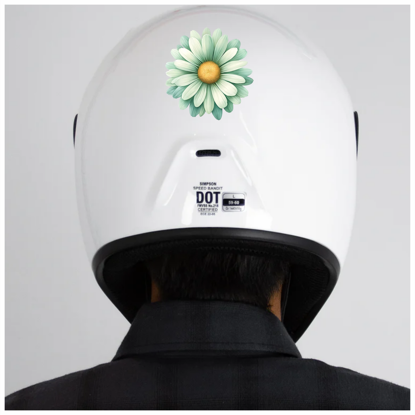 Green White Daisy Flower Blossom Vinyl Sticker Decal