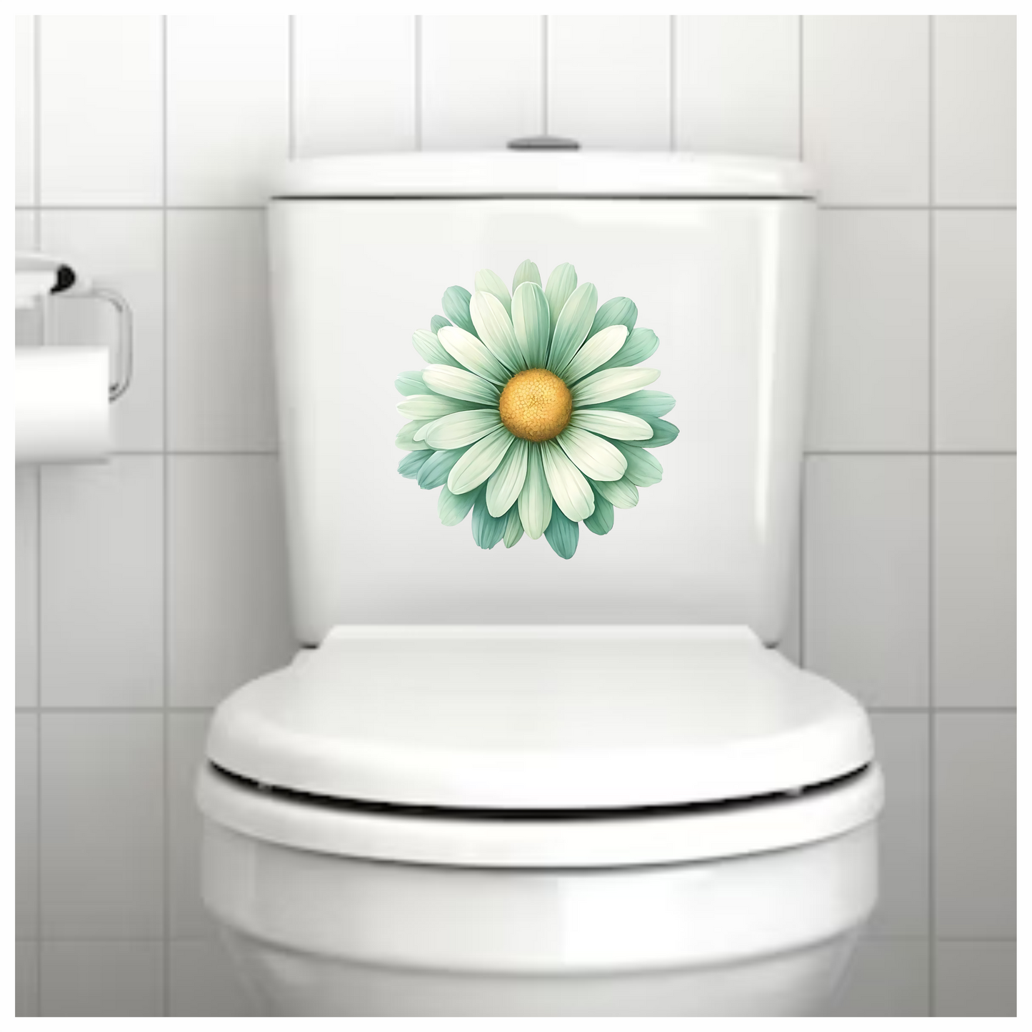 Green White Daisy Flower Blossom Vinyl Sticker Decal