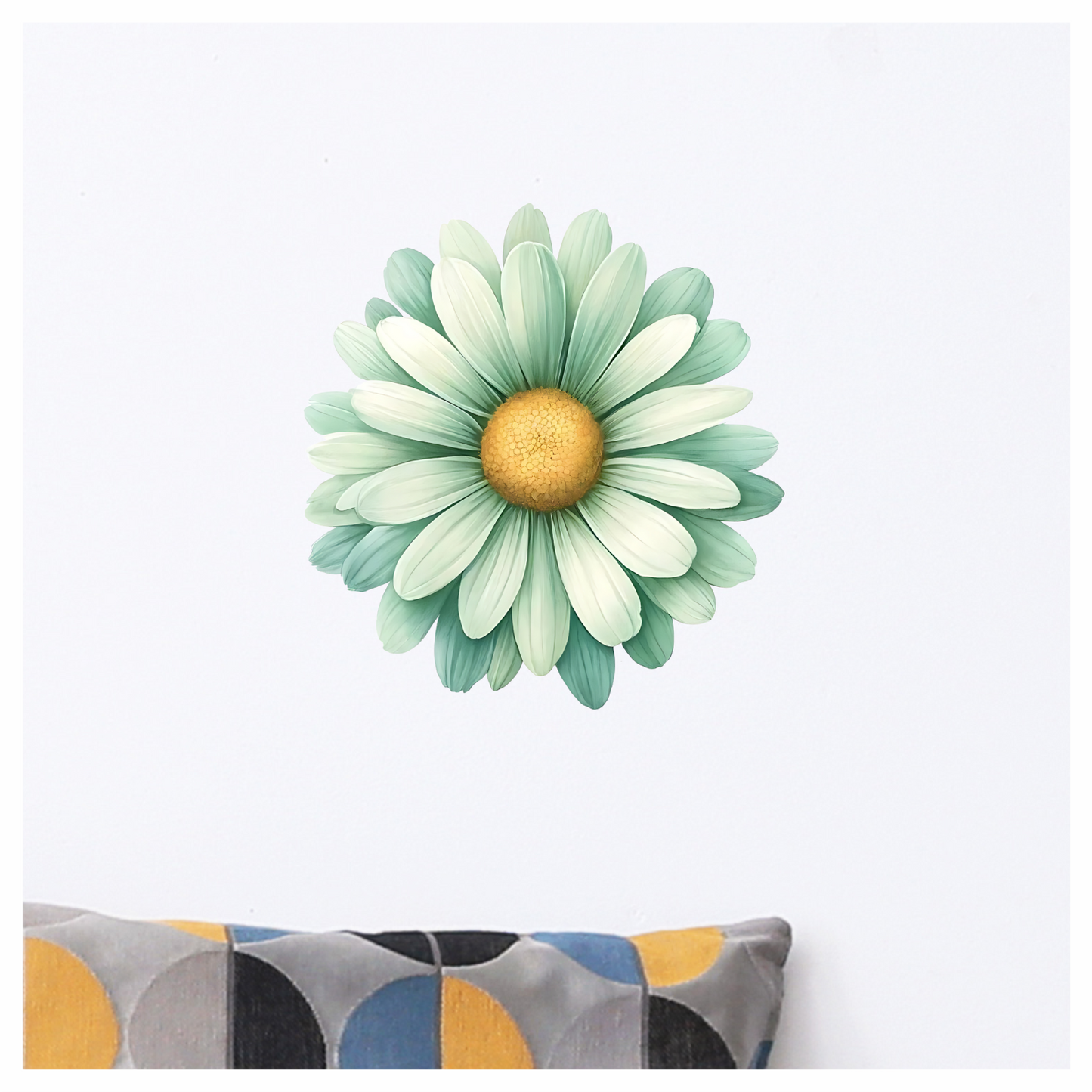 Green White Daisy Flower Blossom Vinyl Sticker Decal