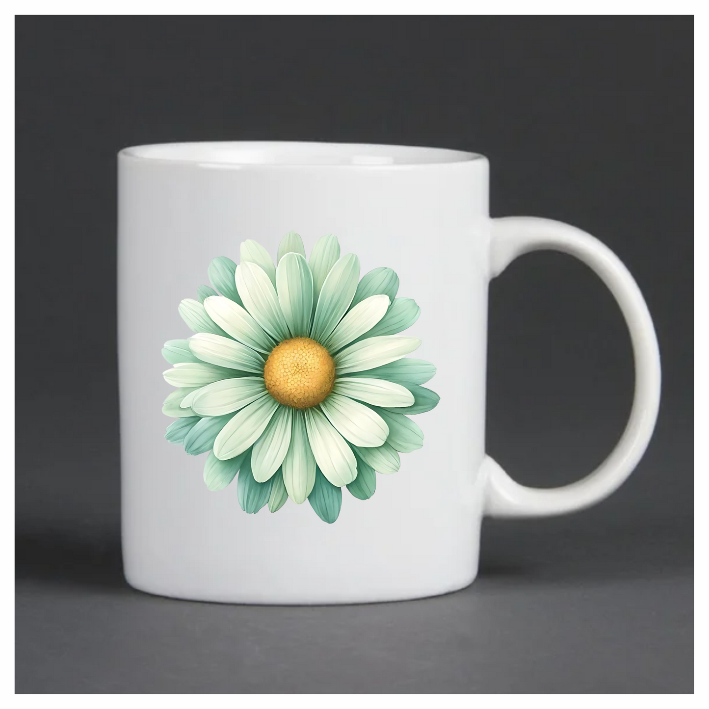 Green White Daisy Flower Blossom Vinyl Sticker Decal