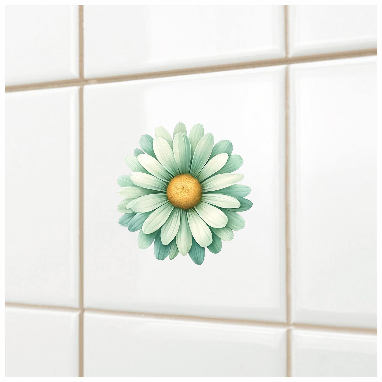 Green White Daisy Flower Blossom Vinyl Sticker Decal