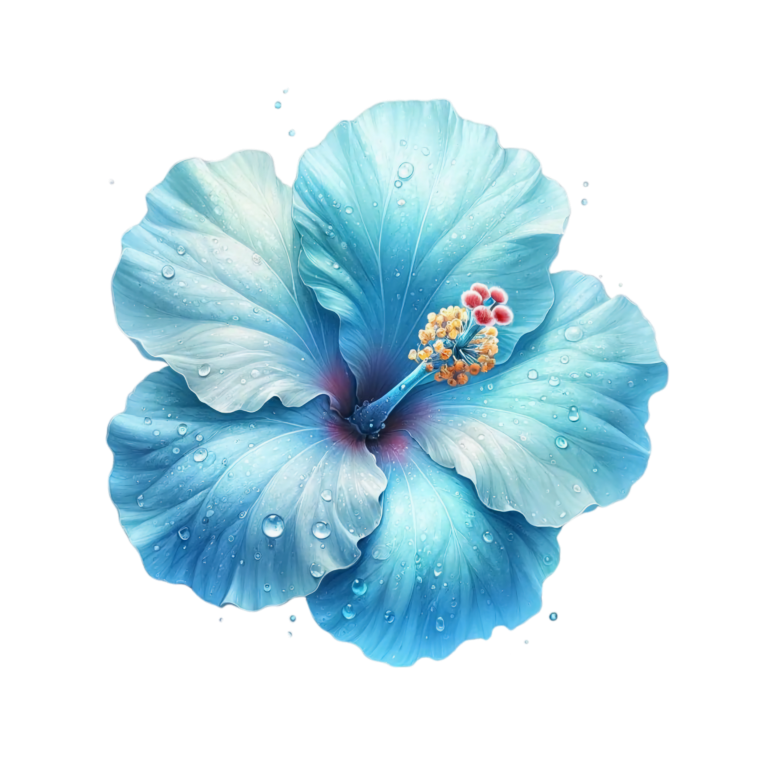 Blue Hibiscus Flower With Water Vinyl Sticker Decal