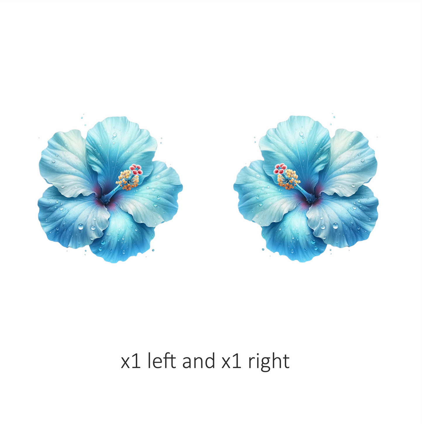 Blue Hibiscus Flower With Water Vinyl Sticker Decal