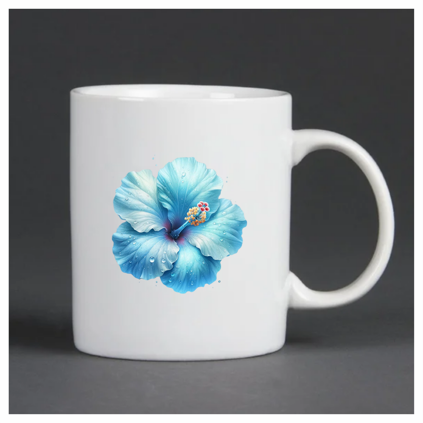 Blue Hibiscus Flower With Water Vinyl Sticker Decal