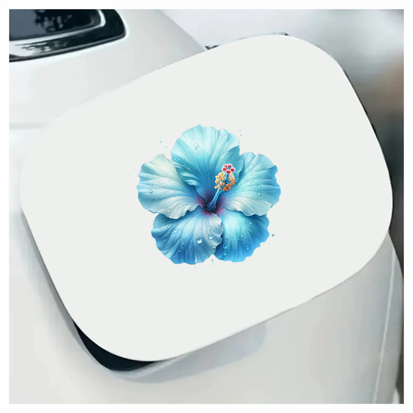 Blue Hibiscus Flower With Water Vinyl Sticker Decal