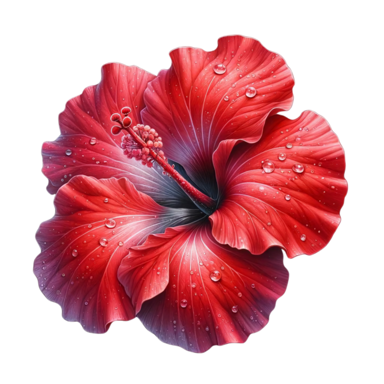 Red Hibiscus Flower With Water Vinyl Sticker Decal