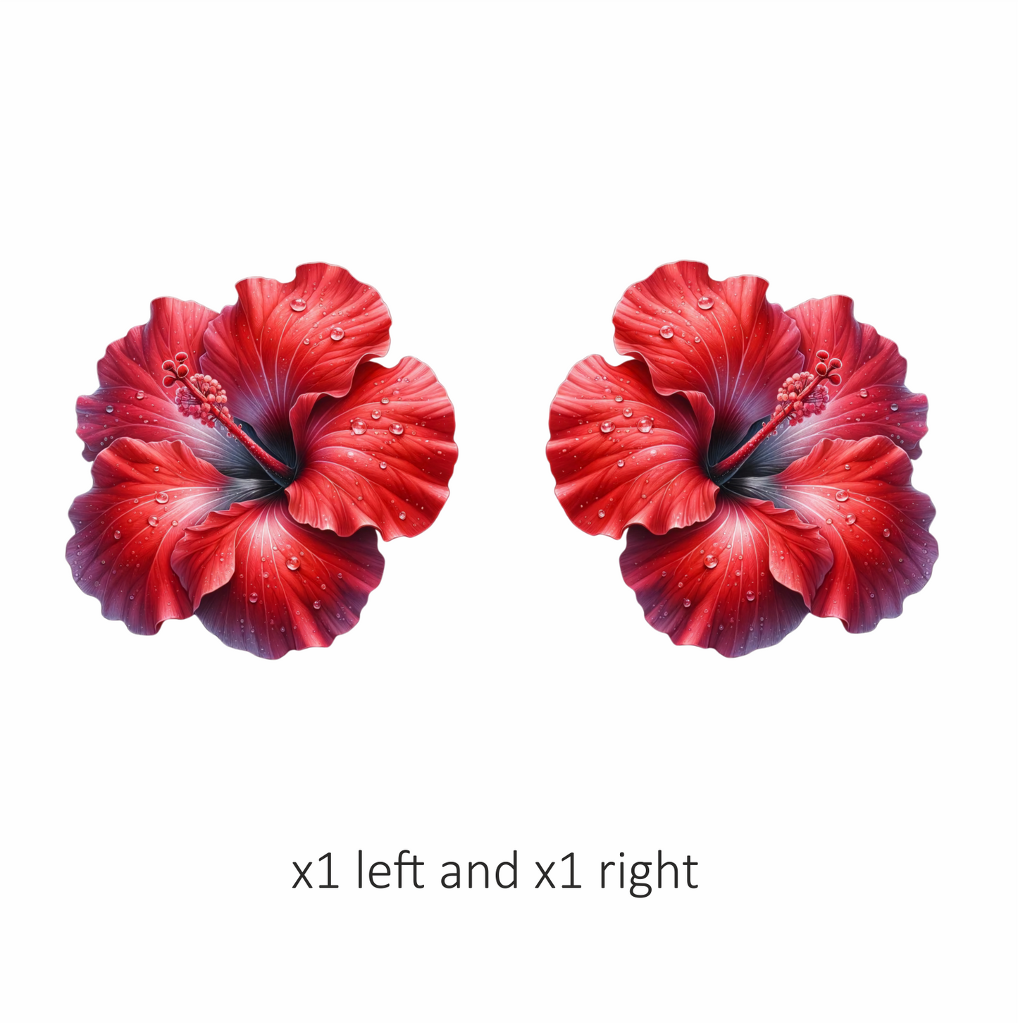 Red Hibiscus Flower With Water Vinyl Sticker Decal