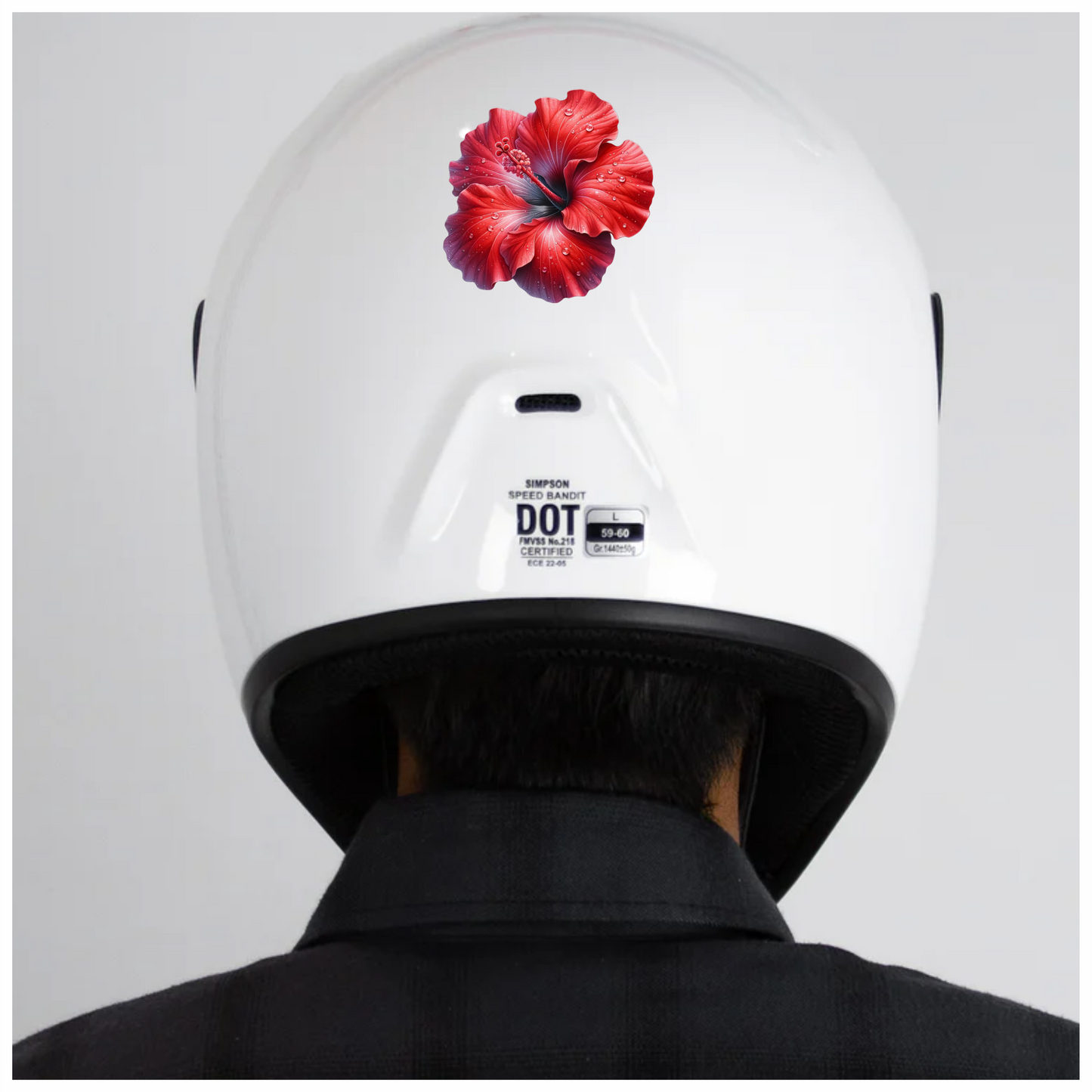Red Hibiscus Flower With Water Vinyl Sticker Decal