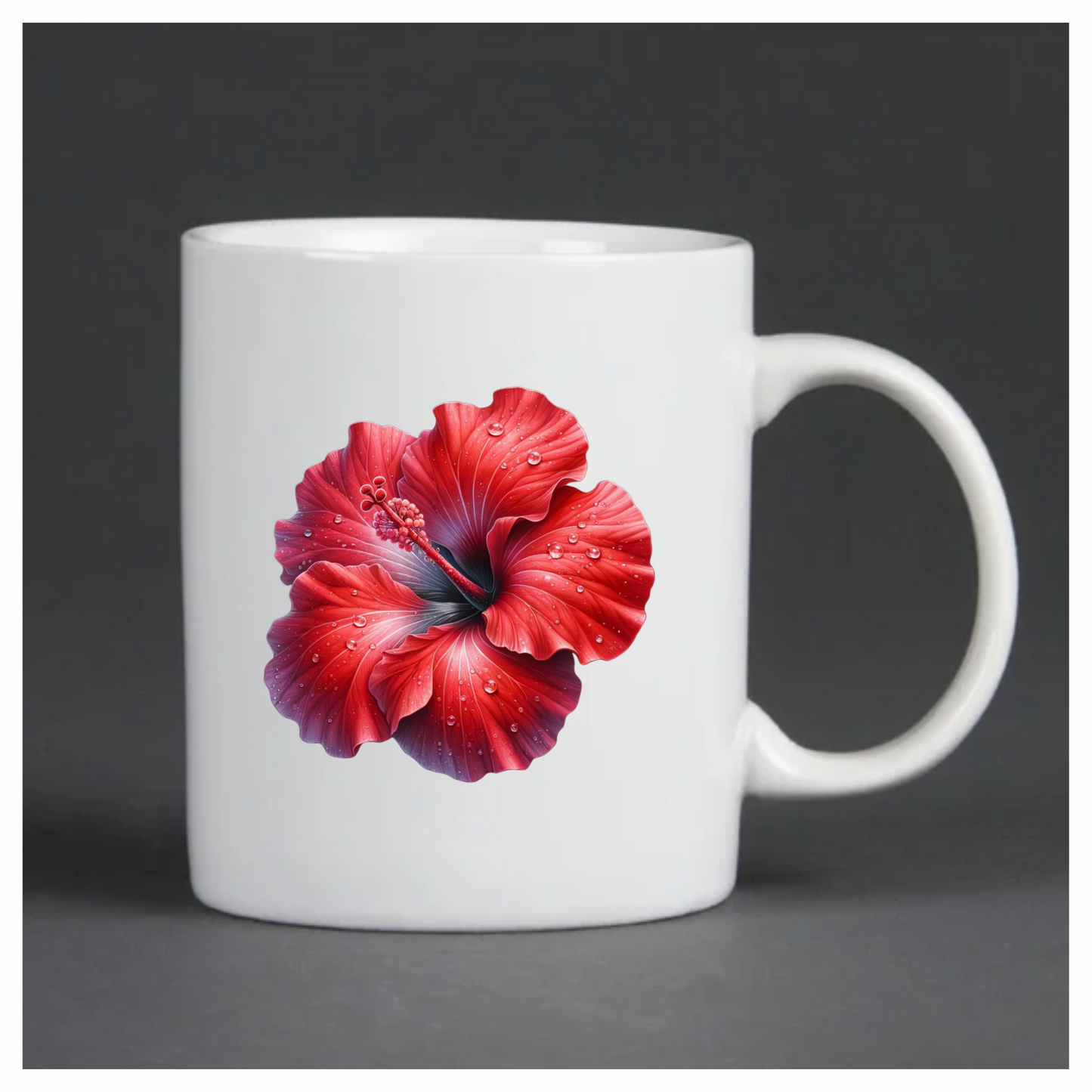 Red Hibiscus Flower With Water Vinyl Sticker Decal