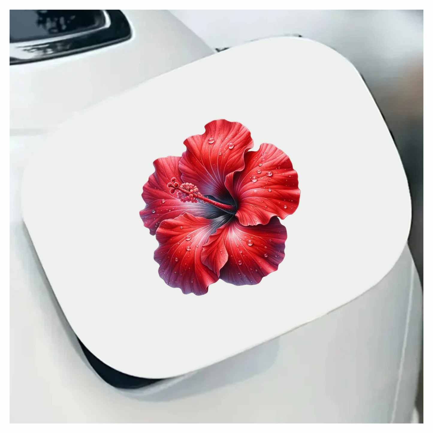 Red Hibiscus Flower With Water Vinyl Sticker Decal