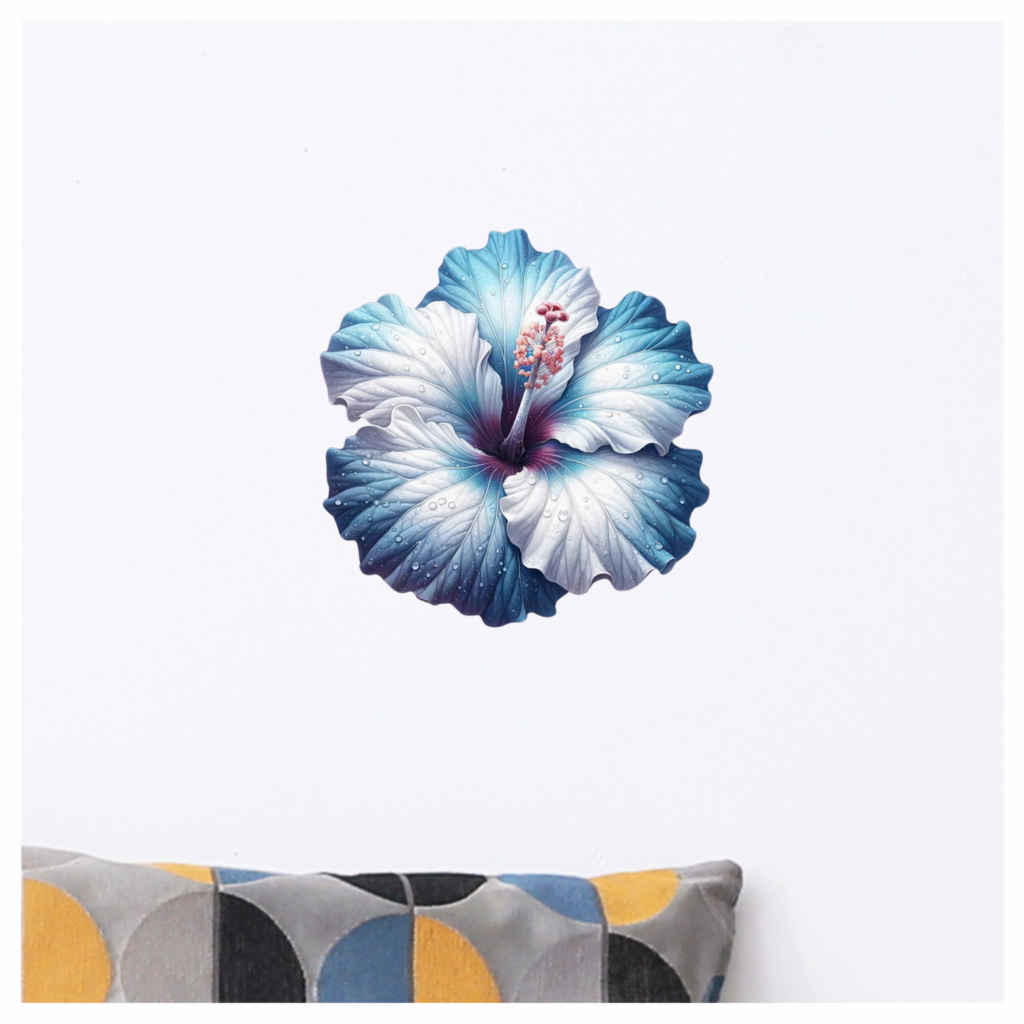 Blue White Hibiscus Flower Water Vinyl Sticker Decal