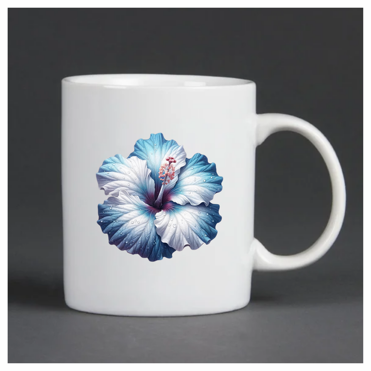 Blue White Hibiscus Flower Water Vinyl Sticker Decal