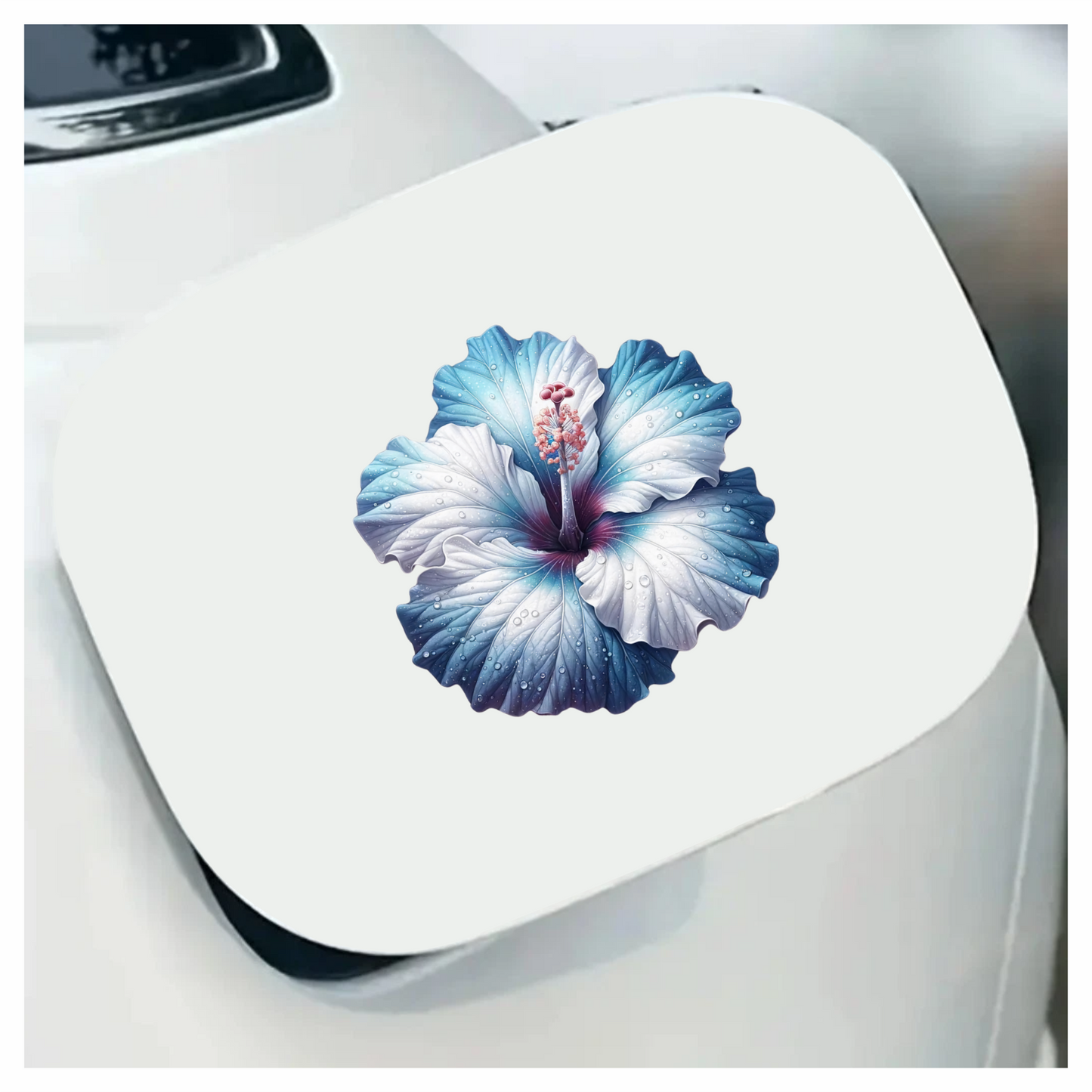 Blue White Hibiscus Flower Water Vinyl Sticker Decal