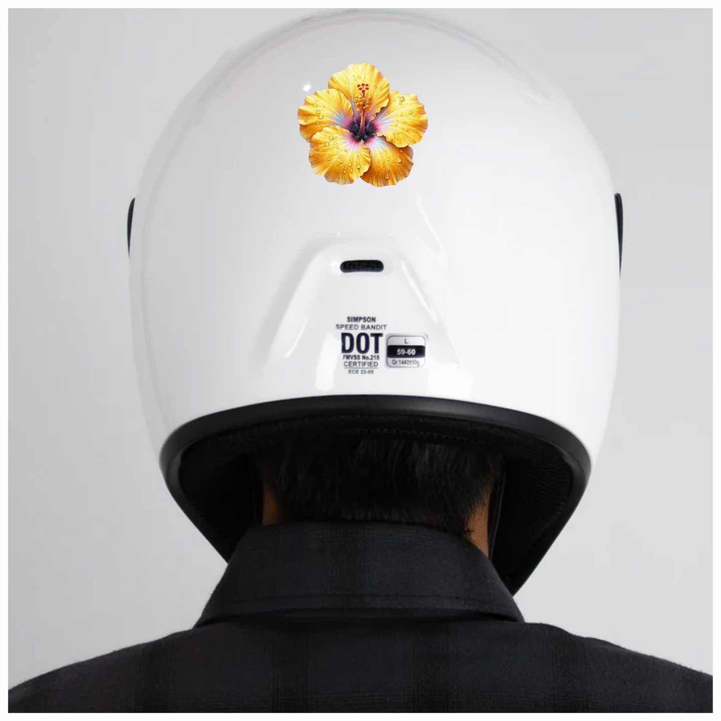 Yellow Hibiscus Flower With Waterdrops Vinyl Sticker Decal