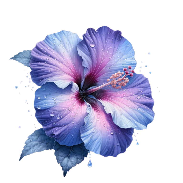 Pink White Hibiscus Flower Leaf Vinyl Sticker Decal
