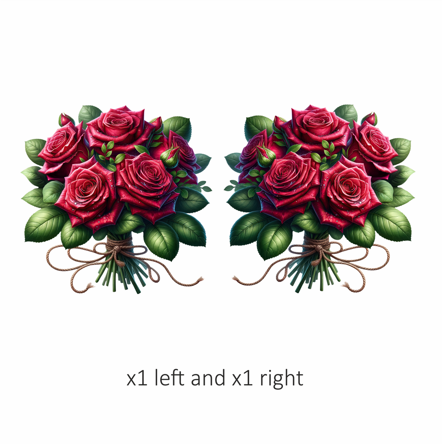 Red Roses Green Leaves Bouquet Rope Vinyl Sticker Decal