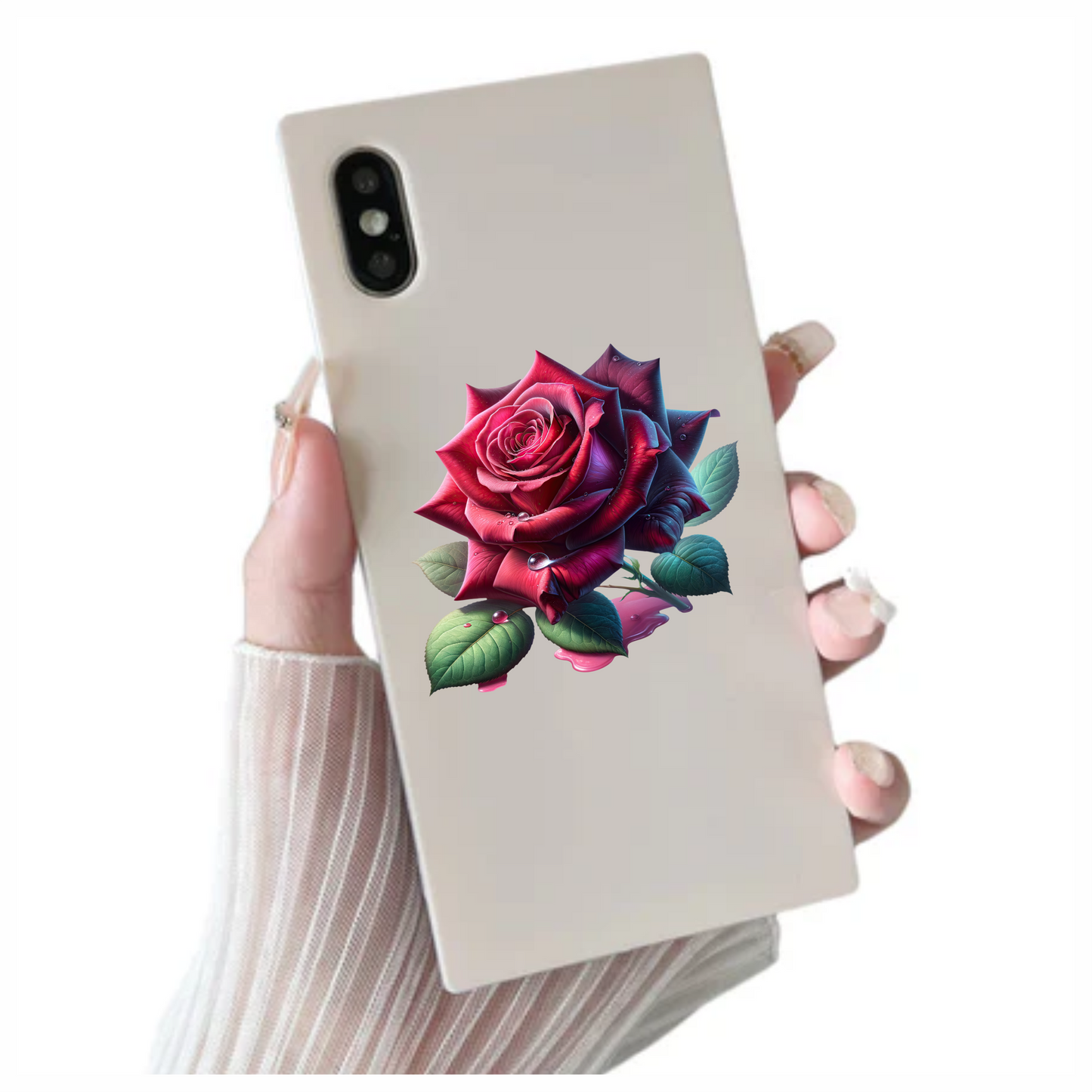 Crimson Red Rose Flower Vinyl Sticker Decal