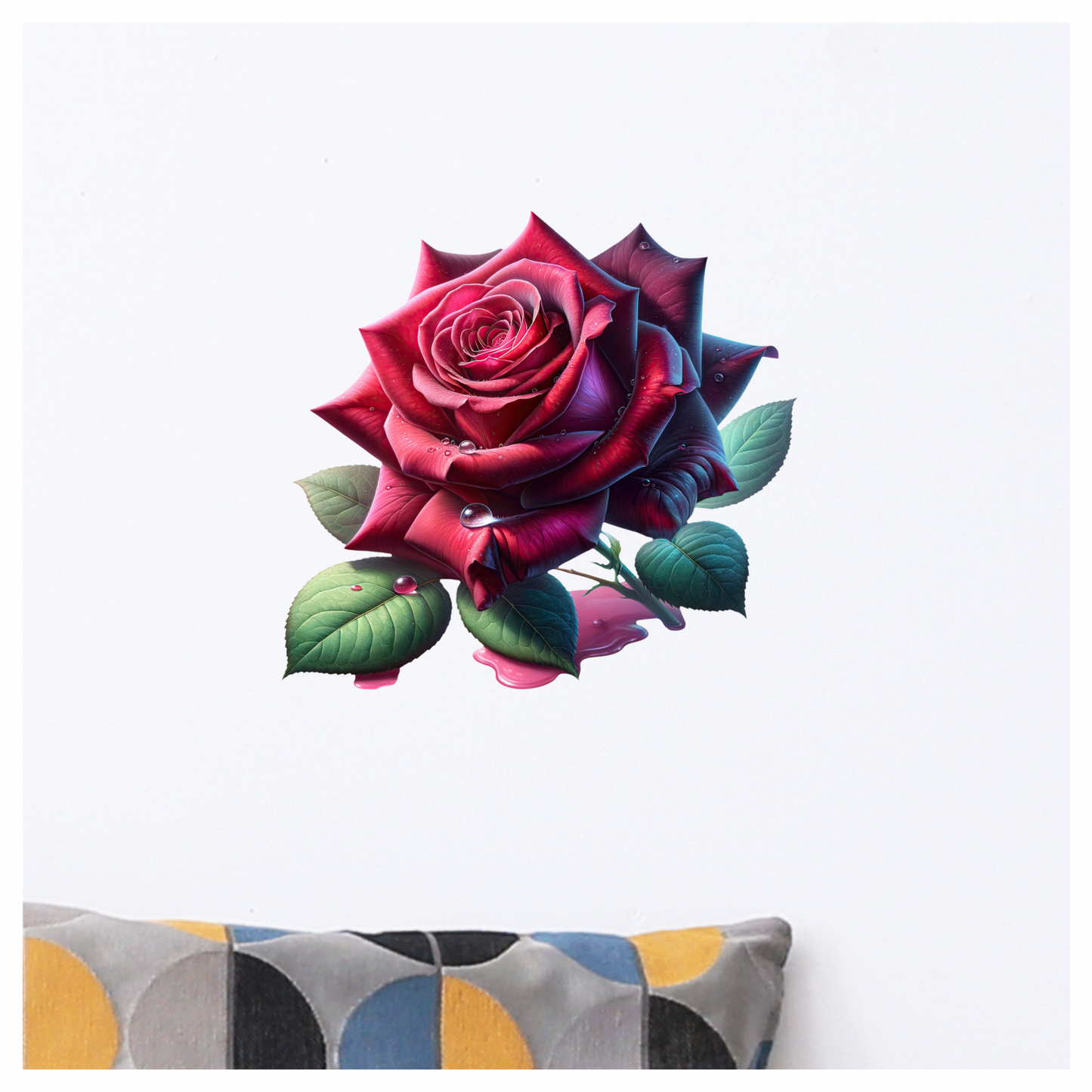 Crimson Red Rose Flower Vinyl Sticker Decal