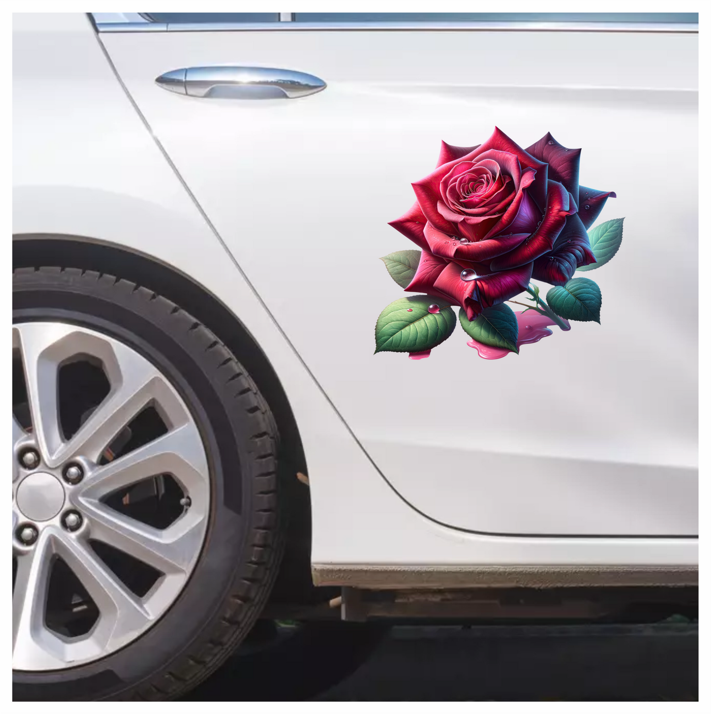 Crimson Red Rose Flower Vinyl Sticker Decal
