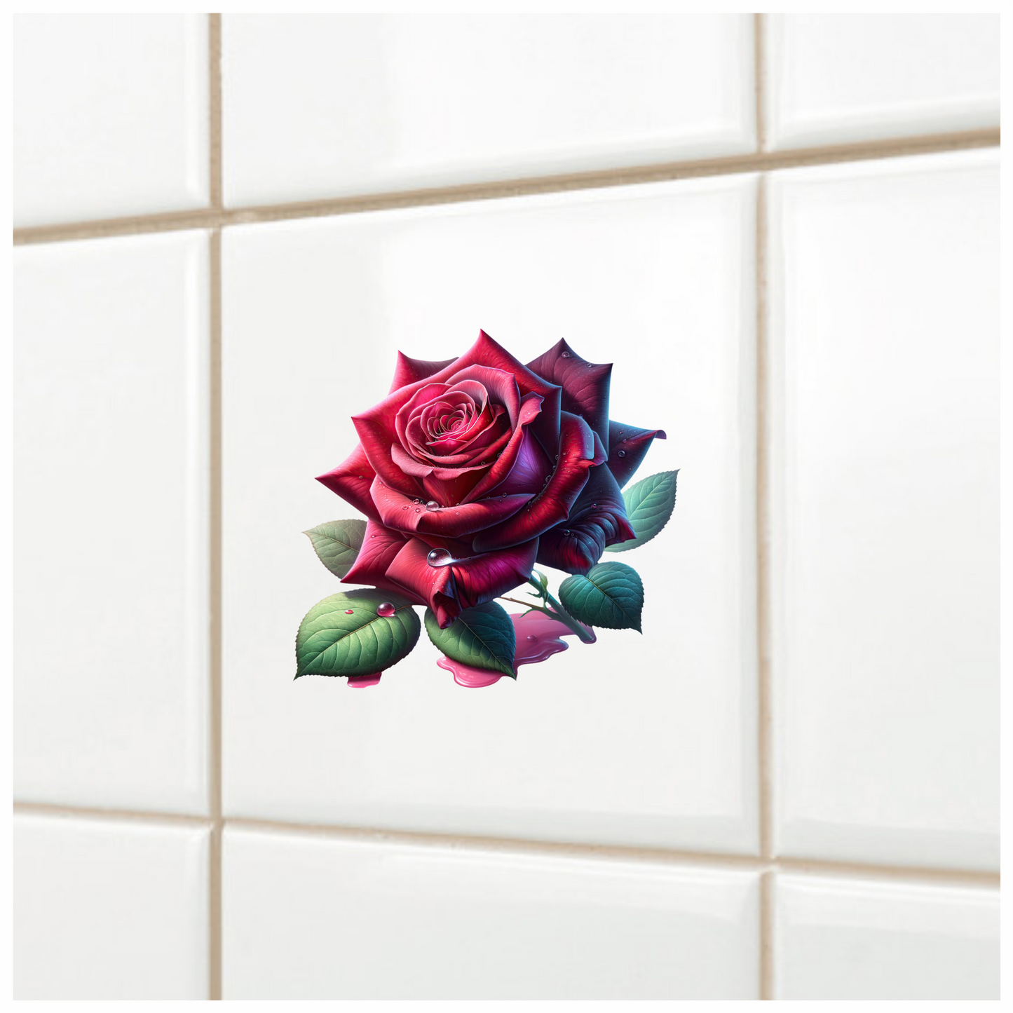 Crimson Red Rose Flower Vinyl Sticker Decal