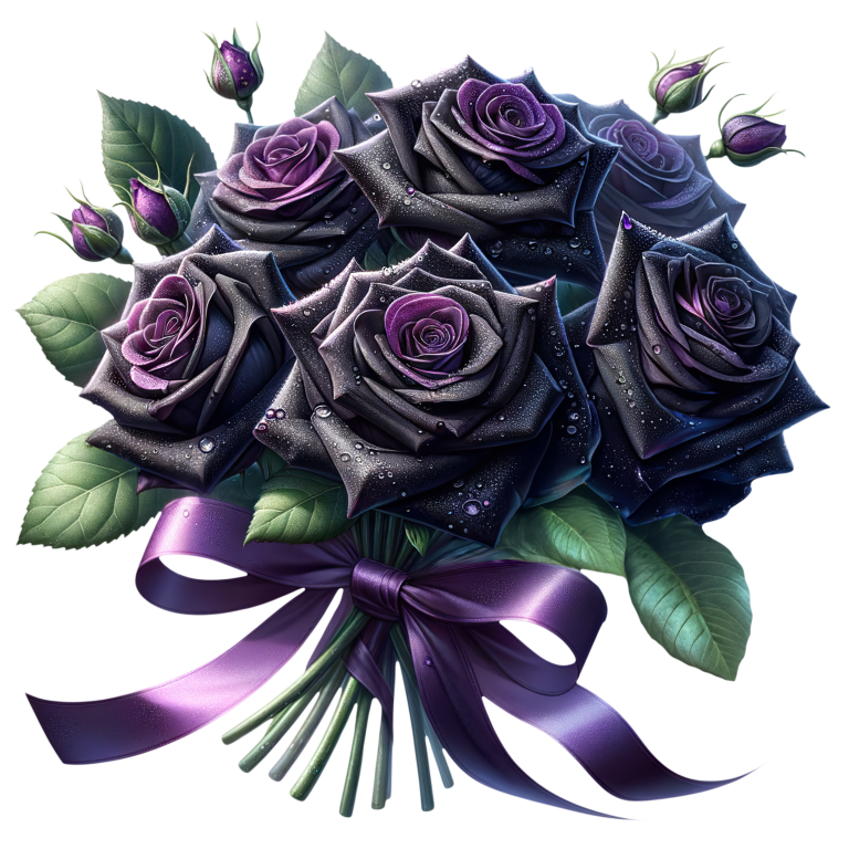 Black Roses Purple Bow Water Drops Vinyl Sticker Decal