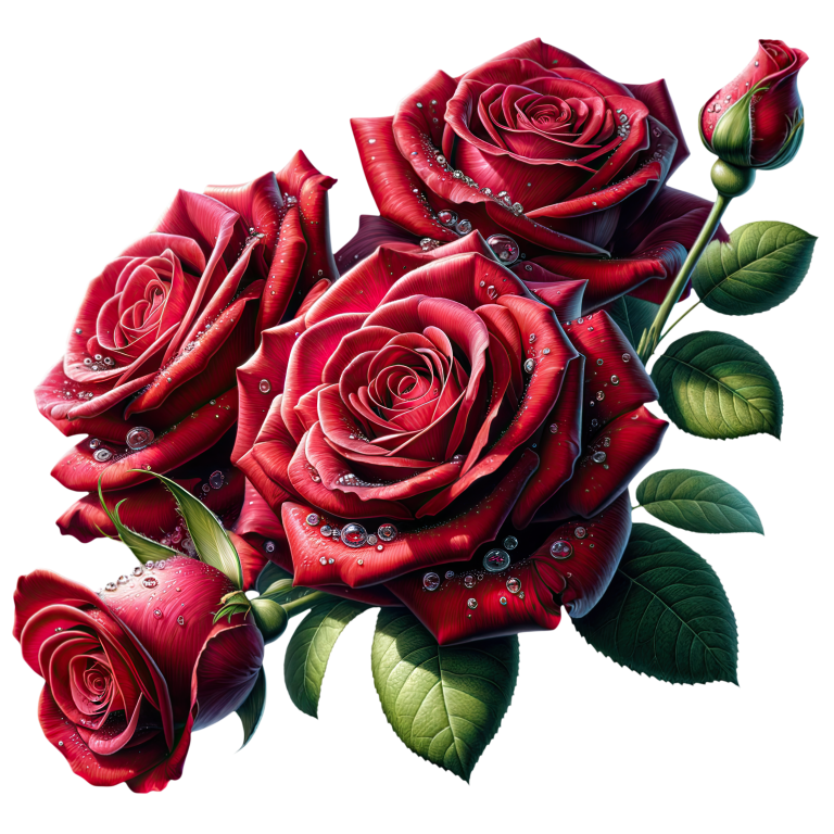 Red Roses With Green Leaves Vinyl Sticker Decal