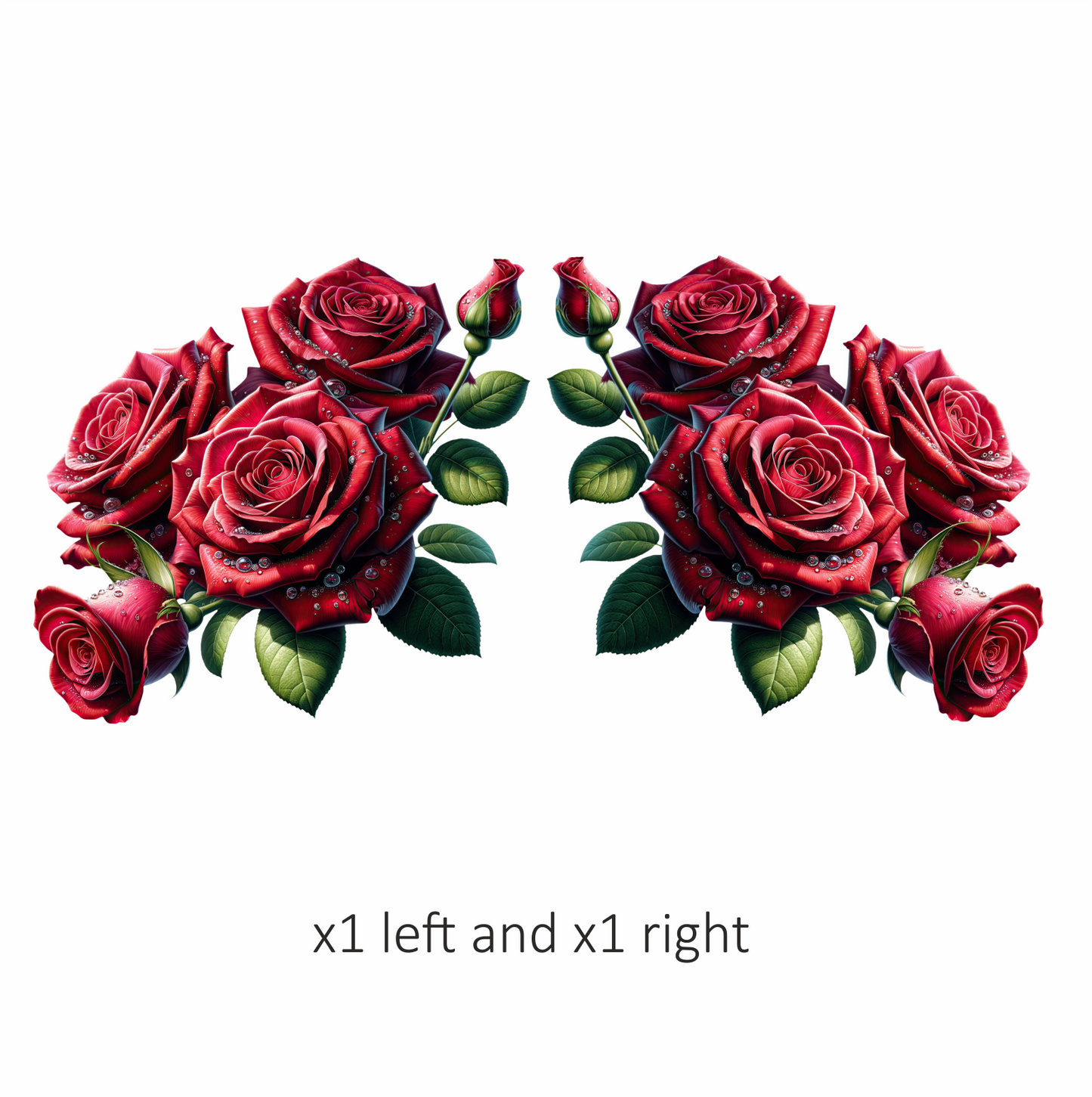 Red Roses With Green Leaves Vinyl Sticker Decal