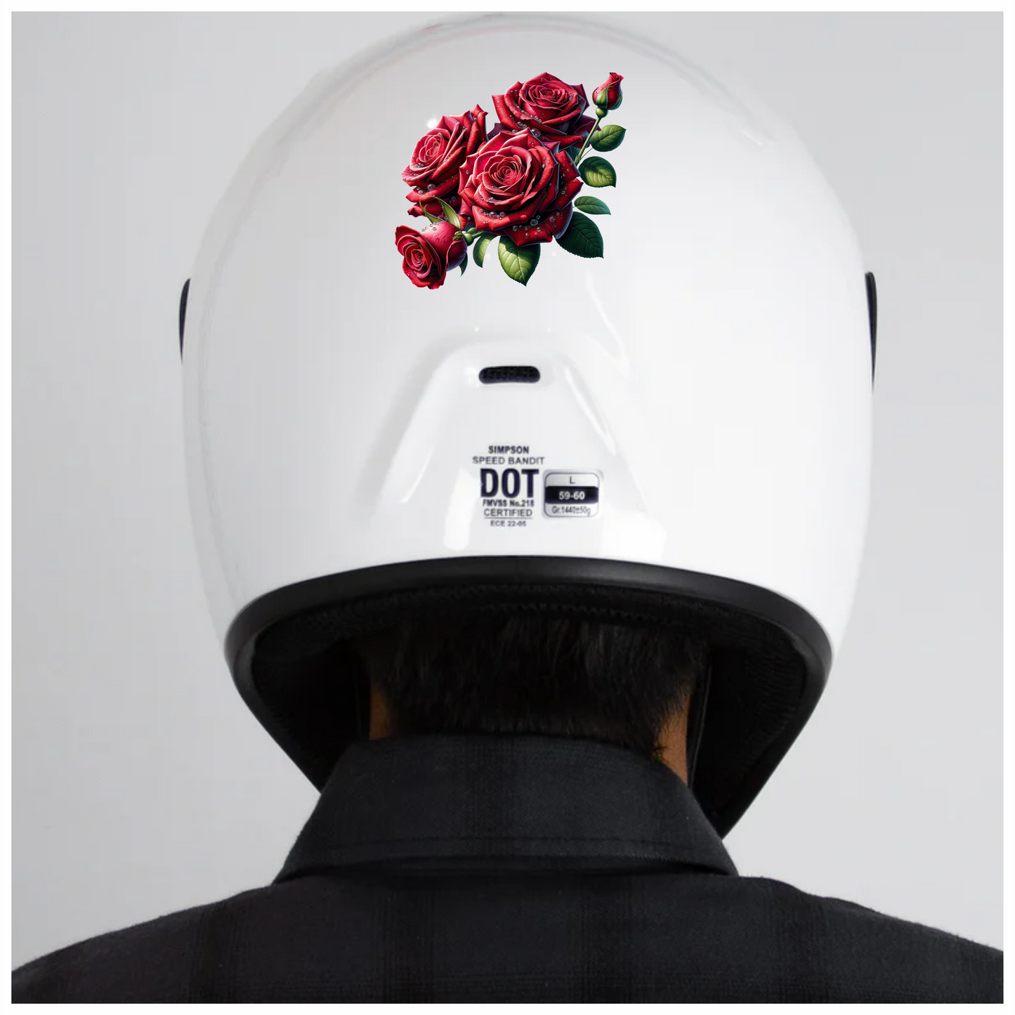 Red Roses With Green Leaves Vinyl Sticker Decal