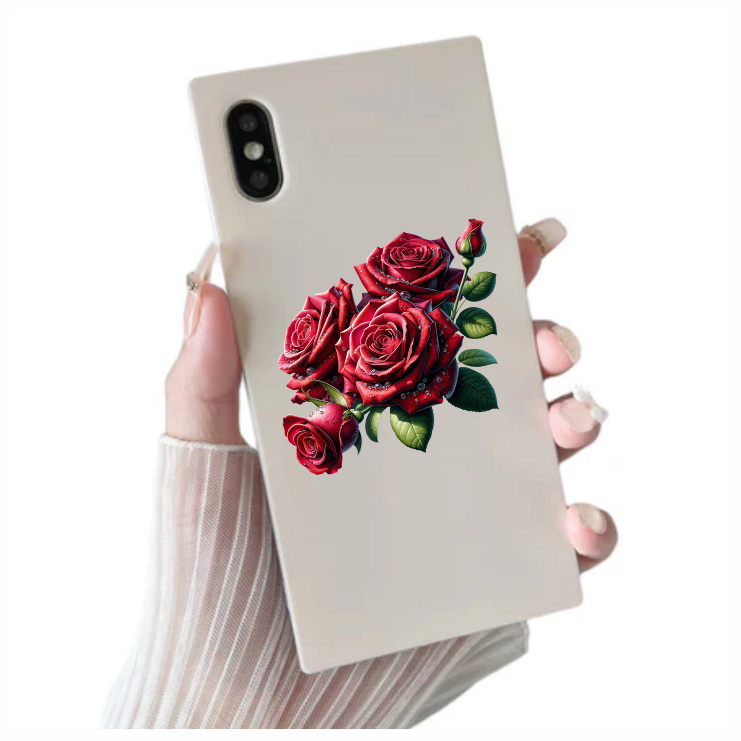 Red Roses With Green Leaves Vinyl Sticker Decal