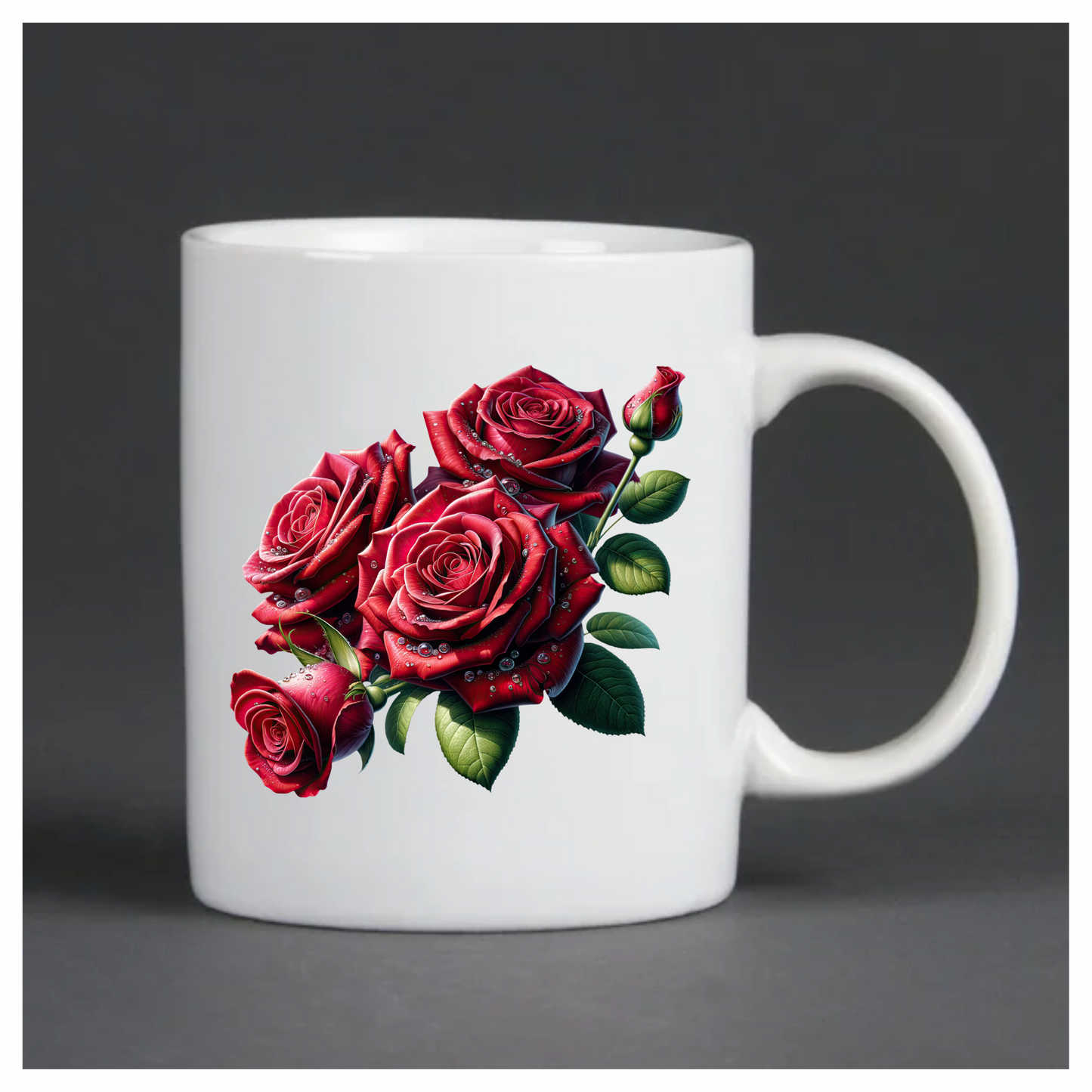 Red Roses With Green Leaves Vinyl Sticker Decal