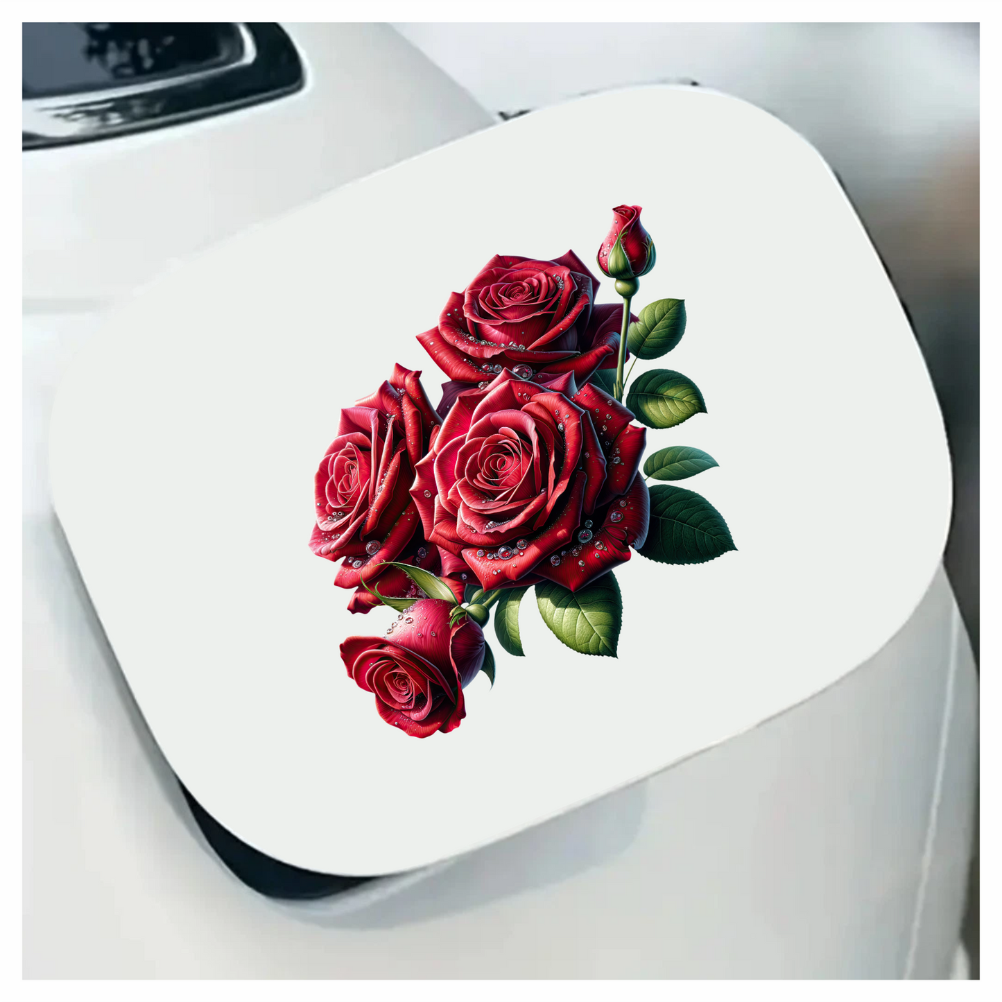 Red Roses With Green Leaves Vinyl Sticker Decal