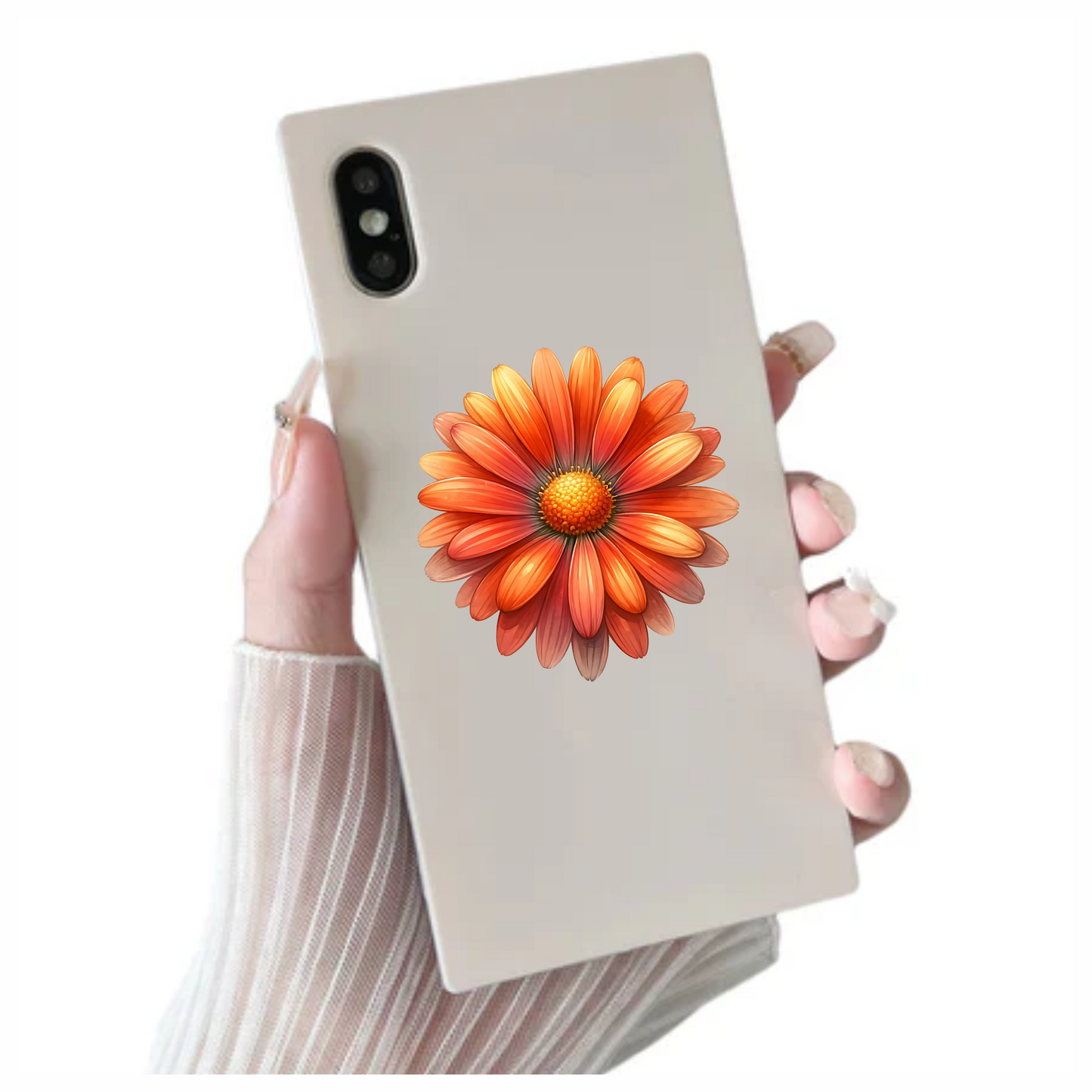 Orange Flower Petals Center Vinyl Sticker Decal