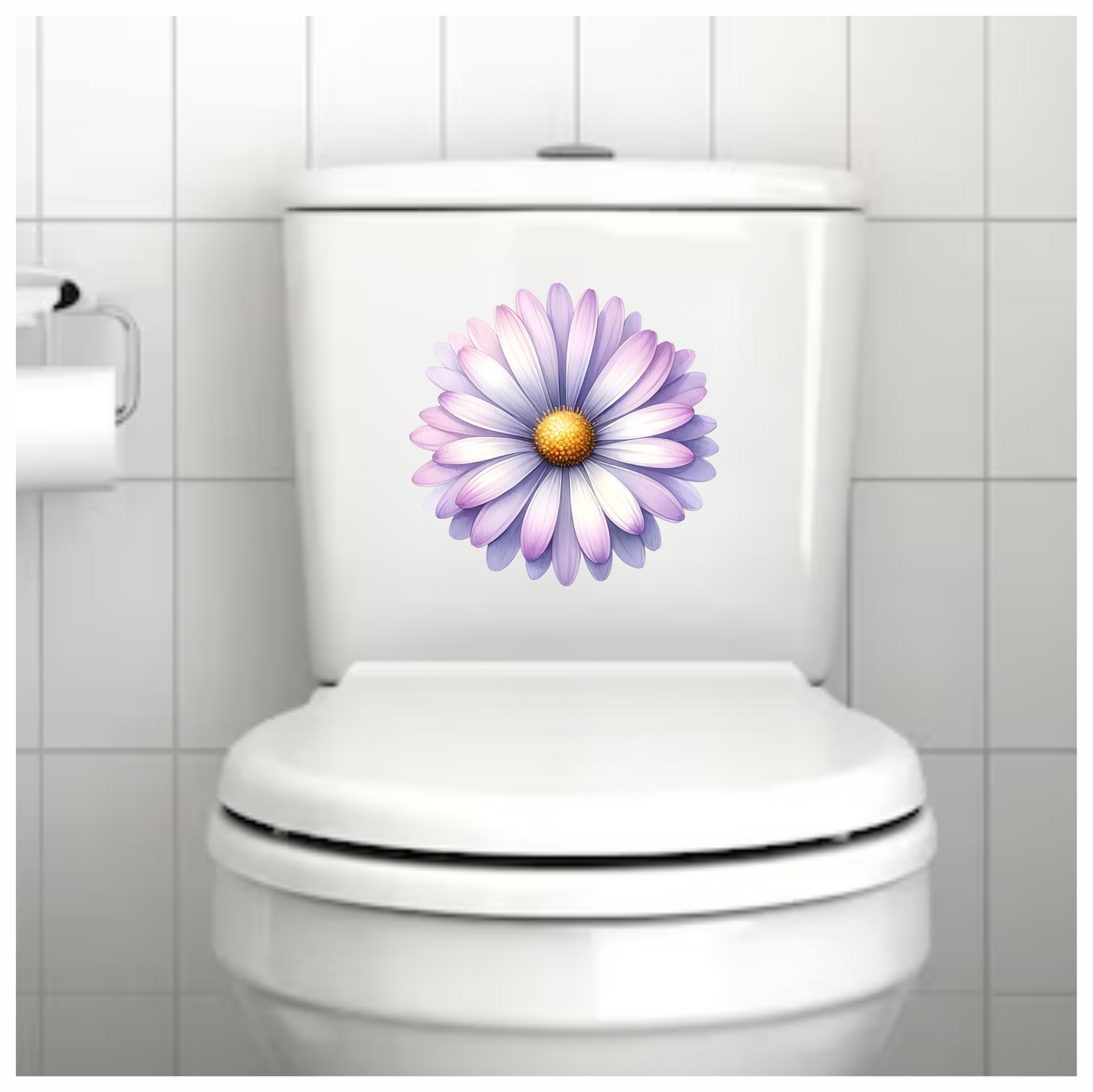 Purple White Flower Petals Yellow Center Vinyl Sticker Decal