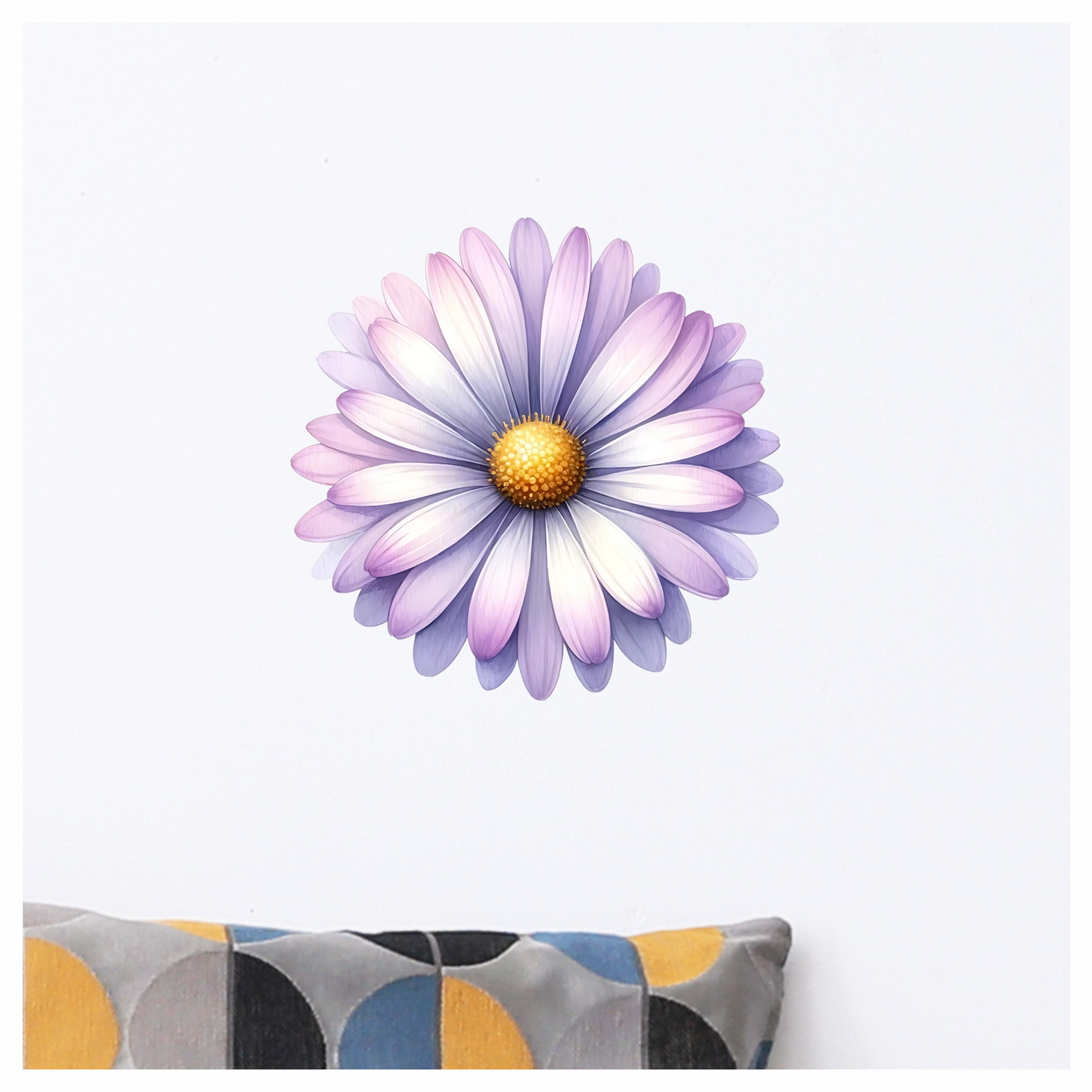 Purple White Flower Petals Yellow Center Vinyl Sticker Decal