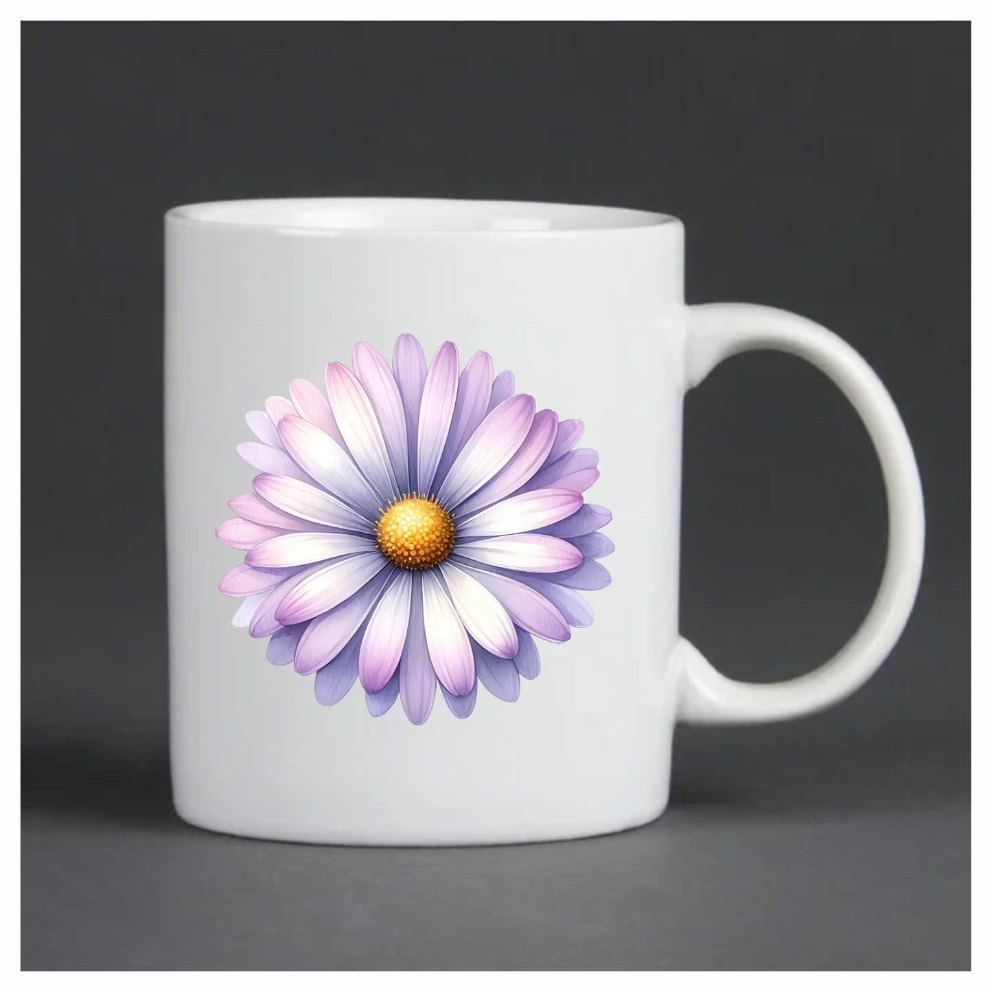 Purple White Flower Petals Yellow Center Vinyl Sticker Decal