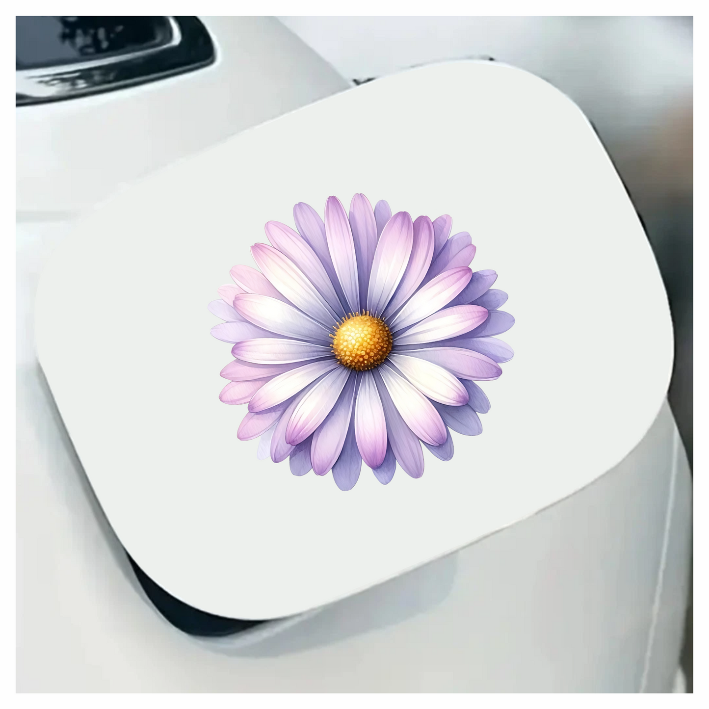 Purple White Flower Petals Yellow Center Vinyl Sticker Decal