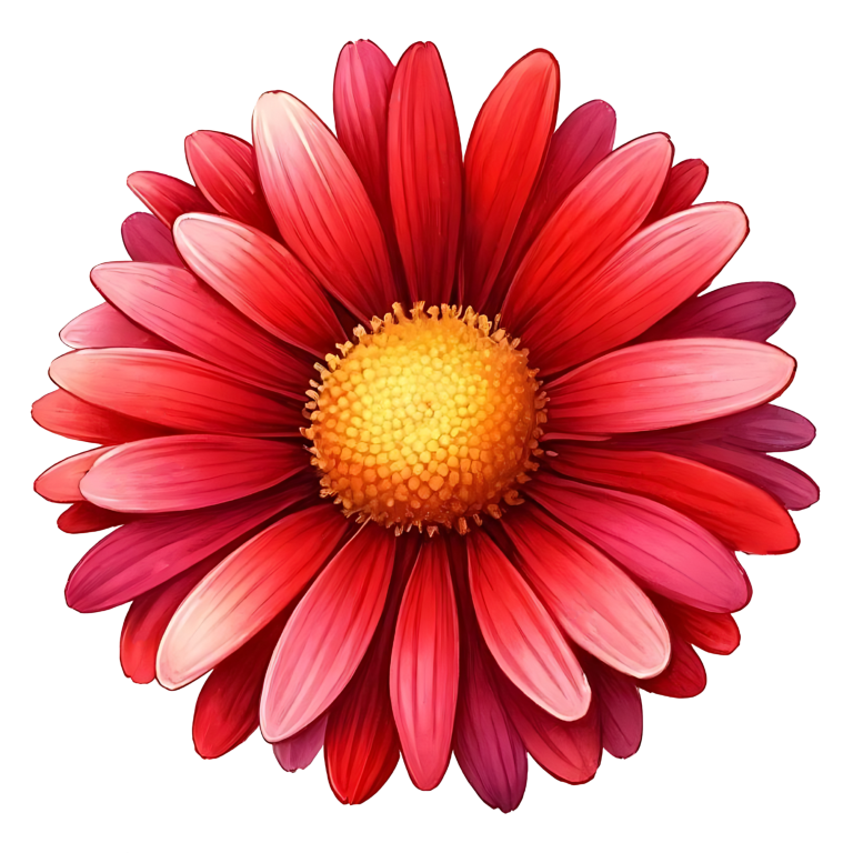 Red Flower Yellow Center Closeup Vinyl Sticker Decal