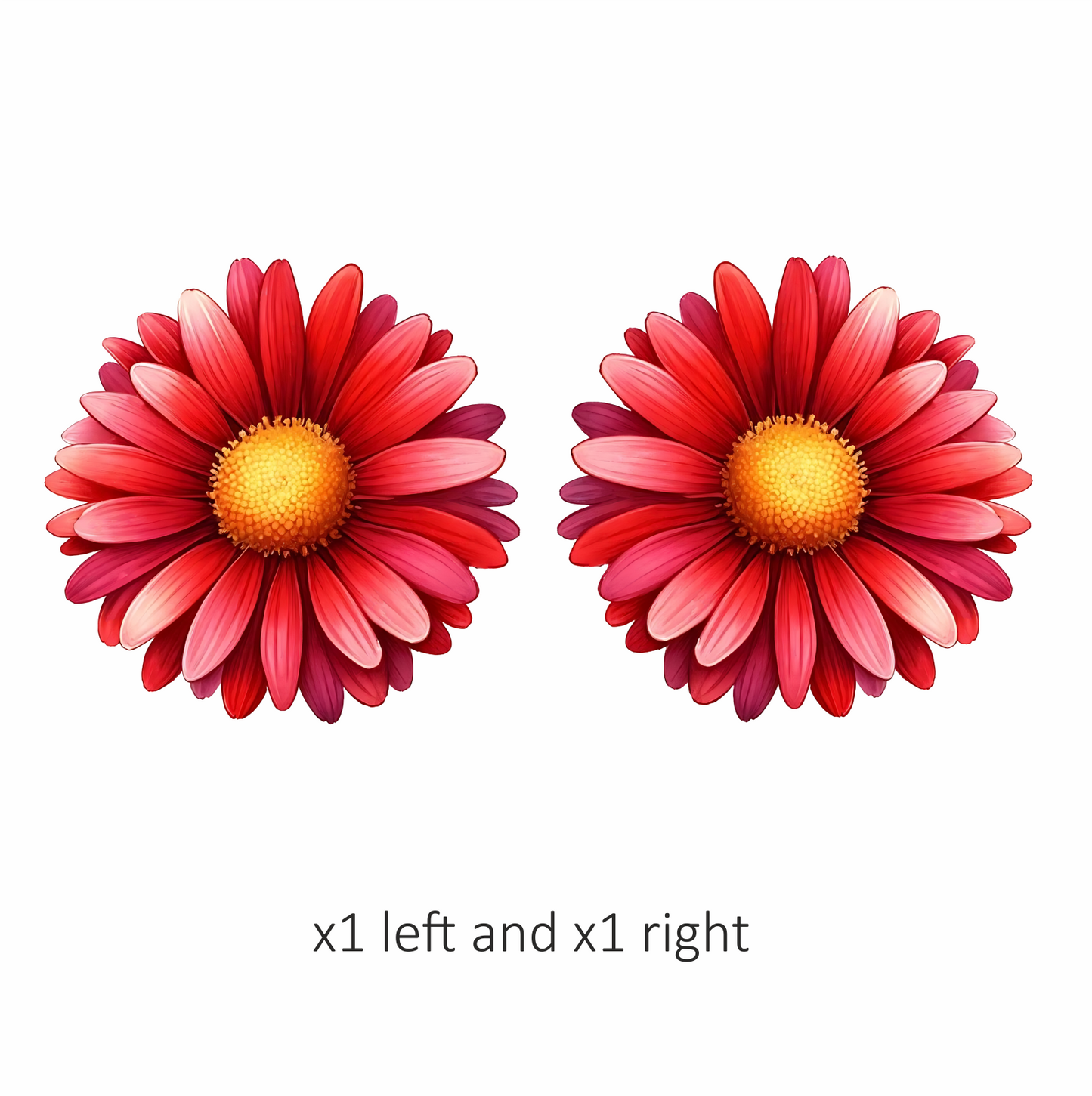 Red Flower Yellow Center Closeup Vinyl Sticker Decal
