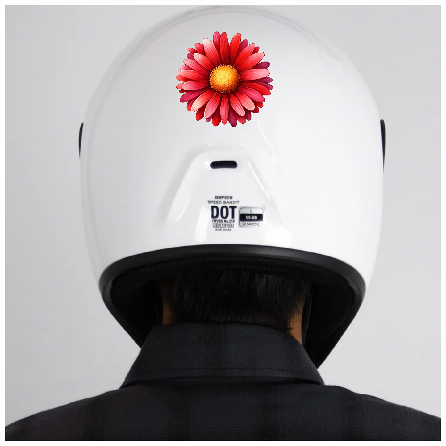 Red Flower Yellow Center Closeup Vinyl Sticker Decal