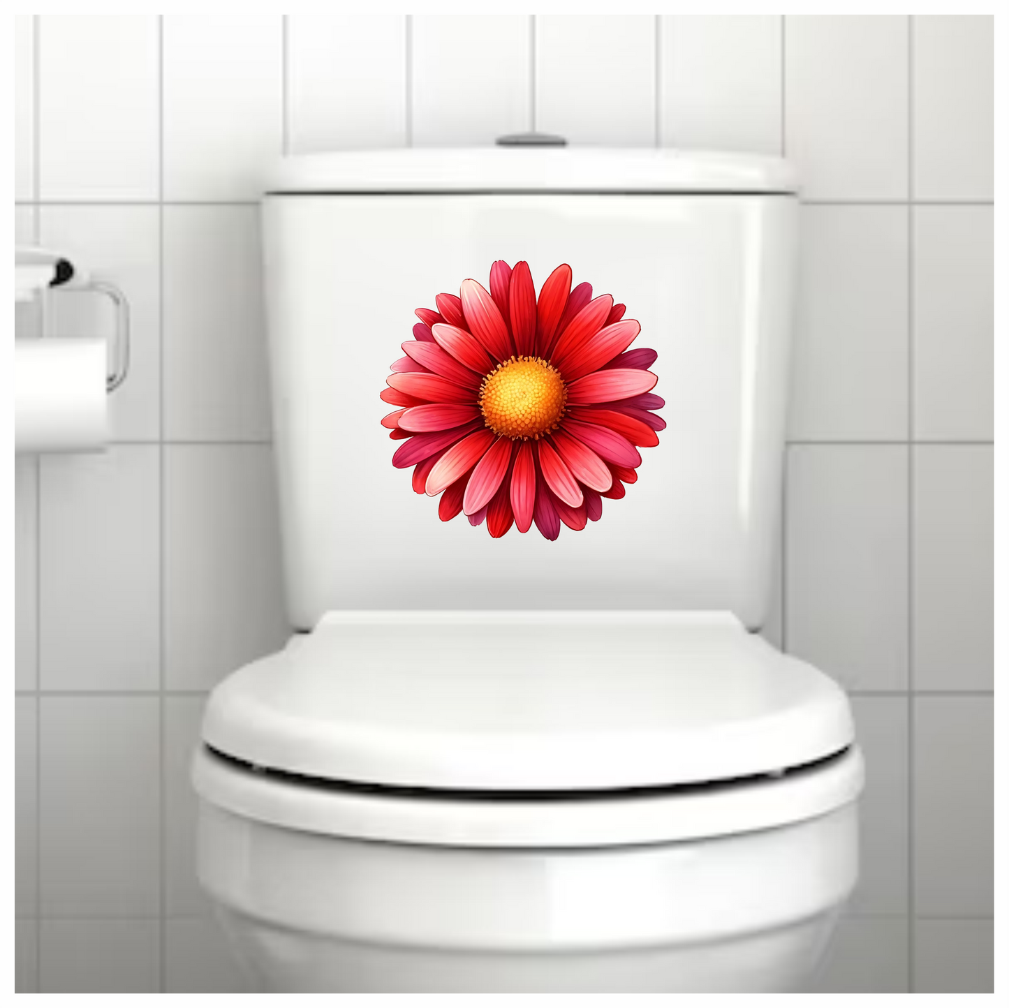 Red Flower Yellow Center Closeup Vinyl Sticker Decal