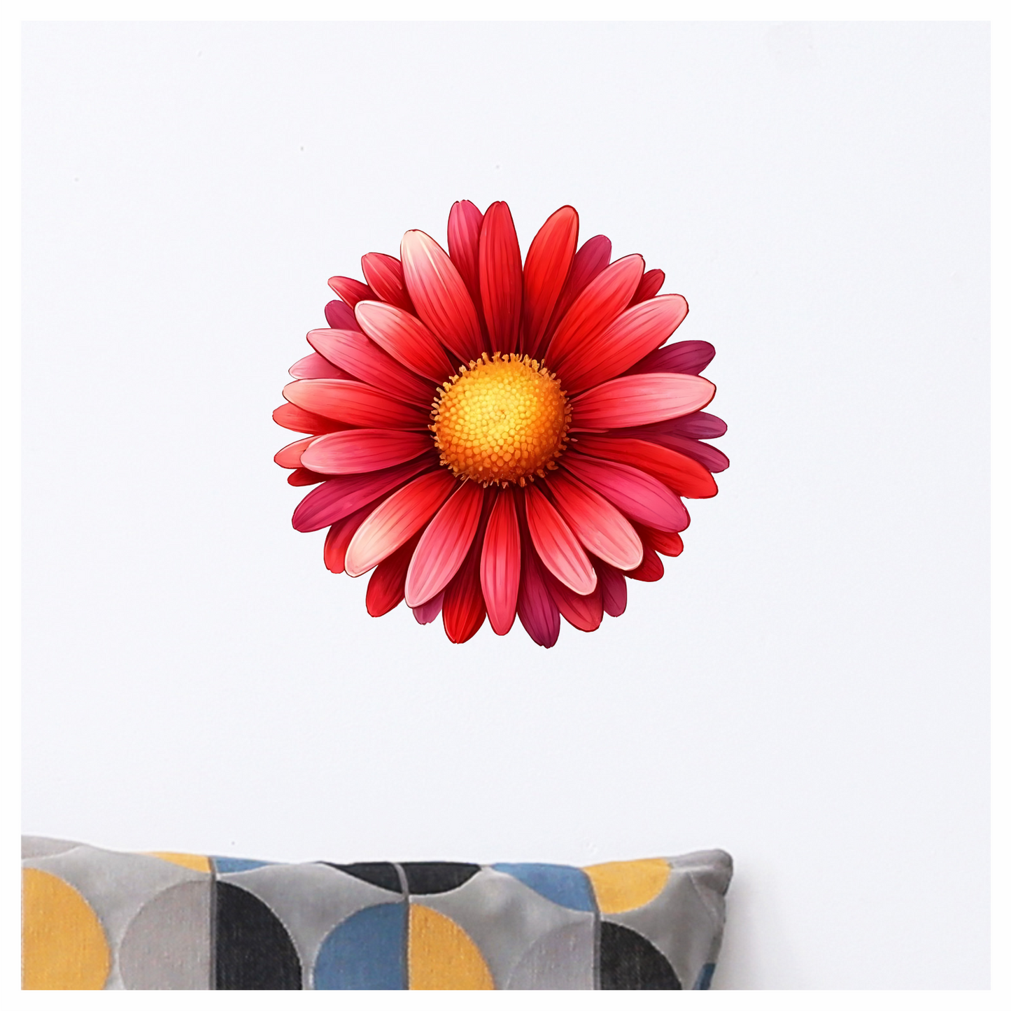 Red Flower Yellow Center Closeup Vinyl Sticker Decal