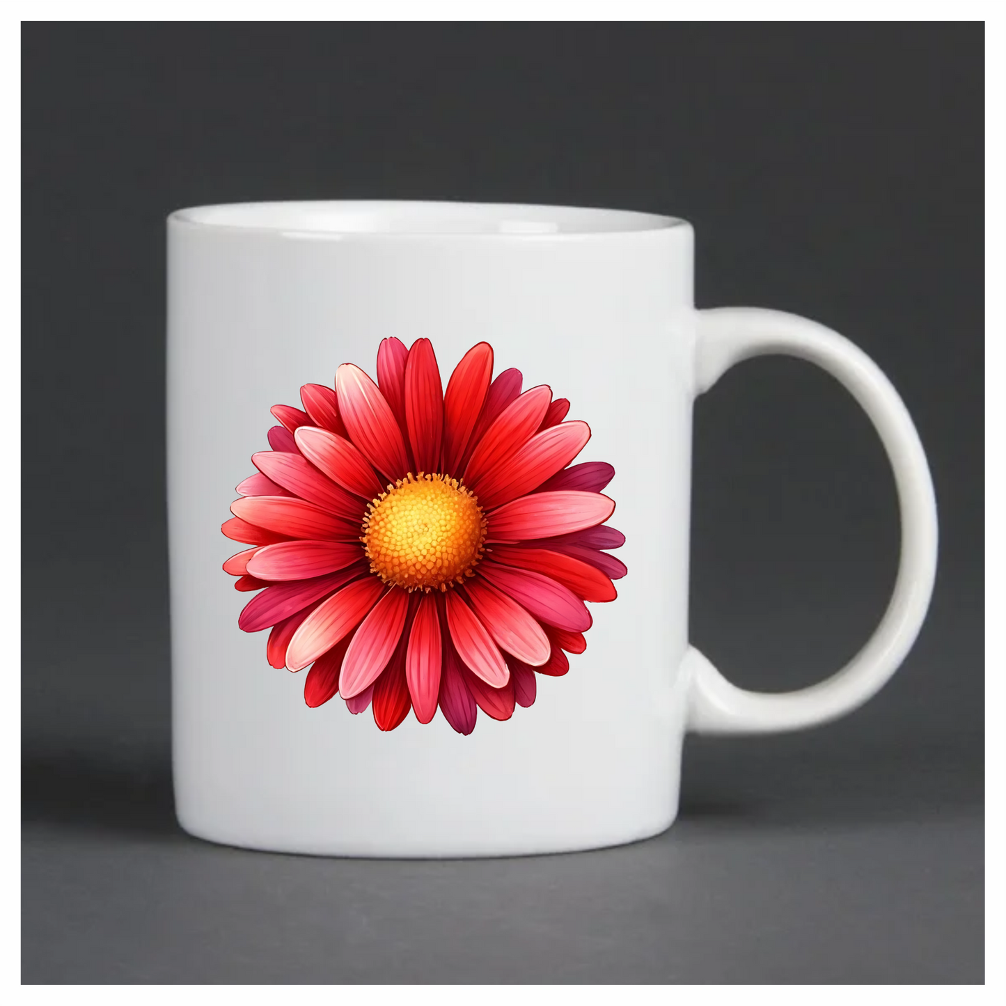 Red Flower Yellow Center Closeup Vinyl Sticker Decal