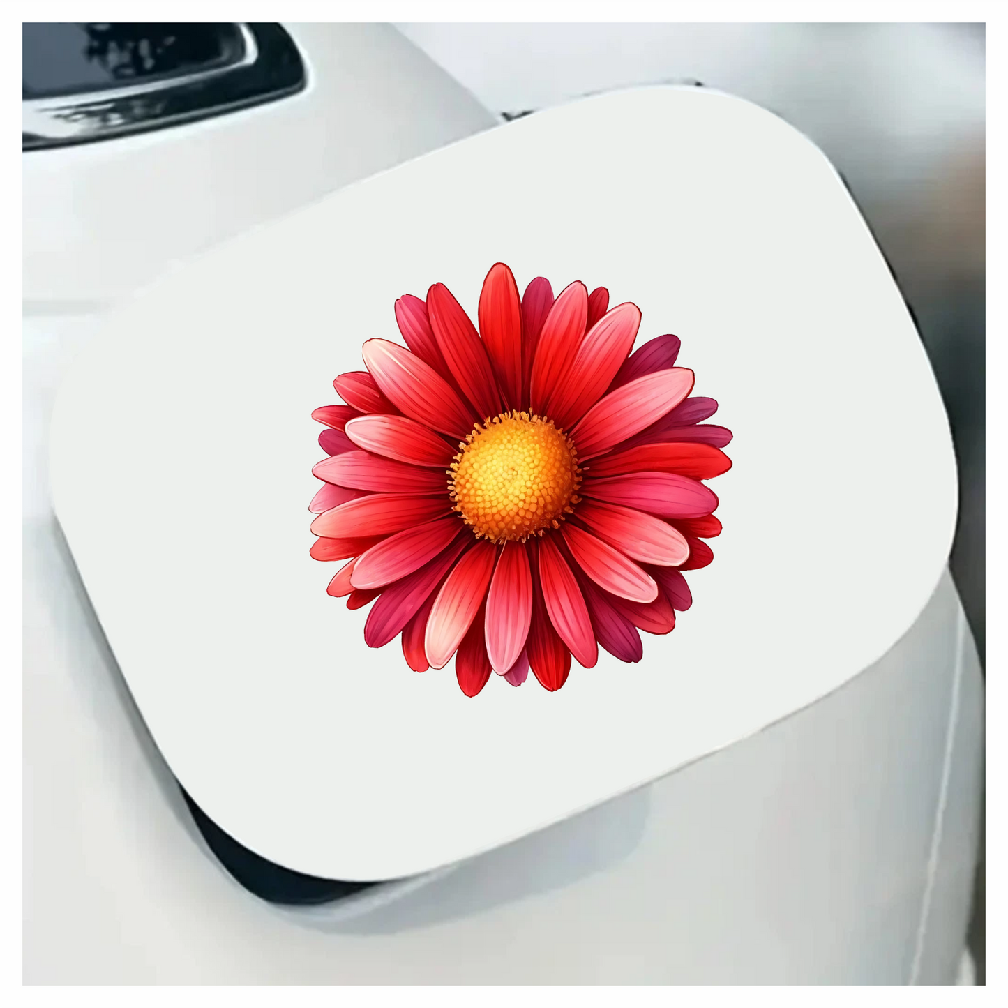 Red Flower Yellow Center Closeup Vinyl Sticker Decal