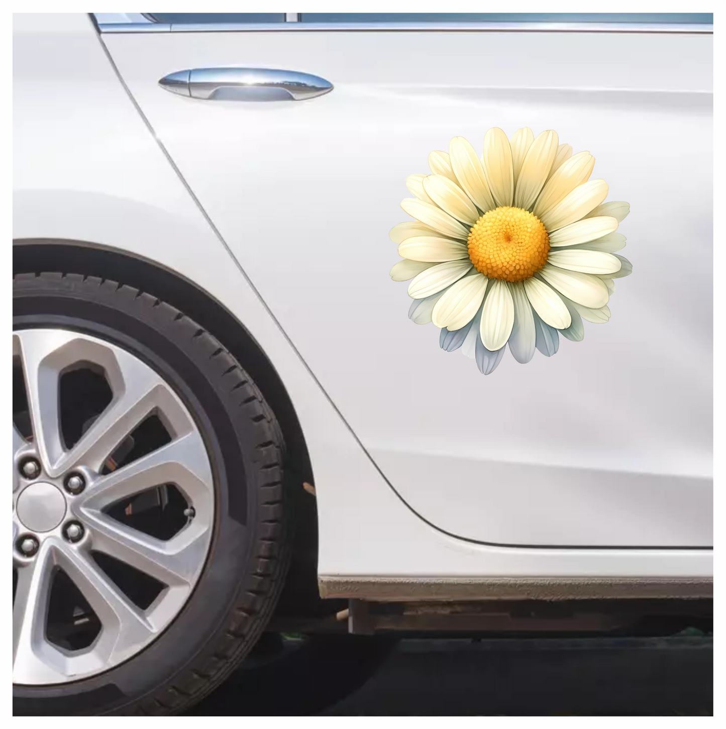 White Yellow Daisy Flower Bloom Vinyl Sticker Decal
